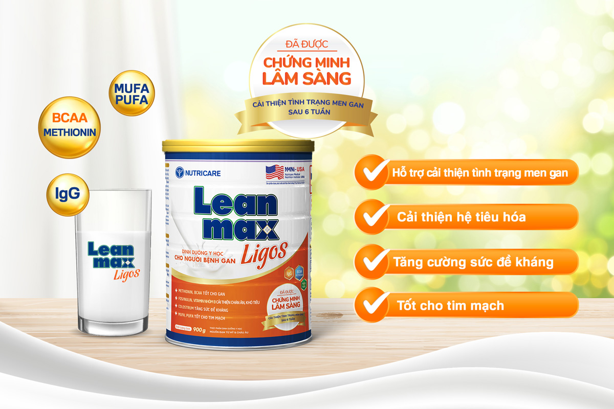 Lon sữa Leanmax Ligos 900g - Dinh dưỡng hỗ trợ cho bệnh gan, xơ gan, u ...