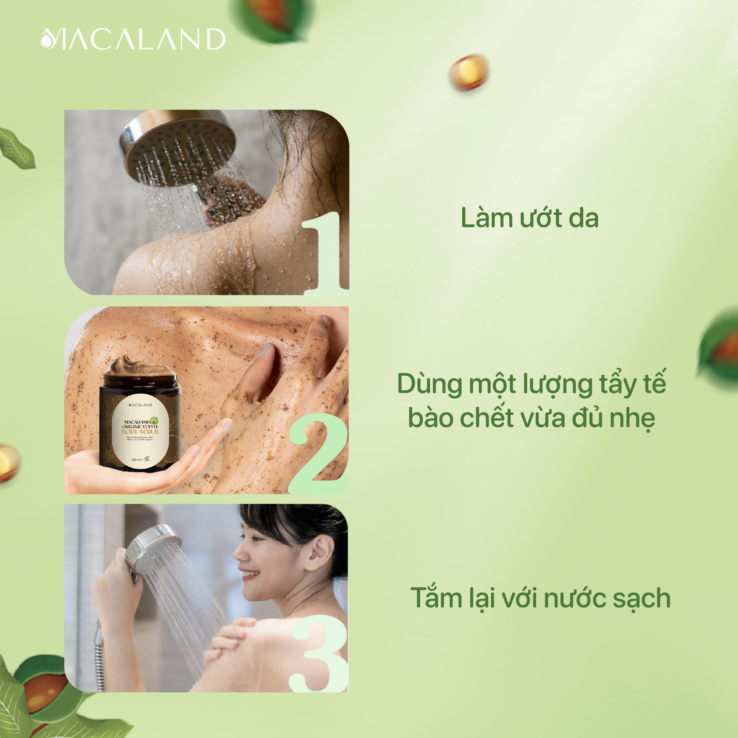 Mô tả Tẩy Tế Bào Chết Body Scrub Cà Phê Organic-Mắc Ca 235g/500g Macaland Dưỡng Ẩm Da Sáng Mịn - 6