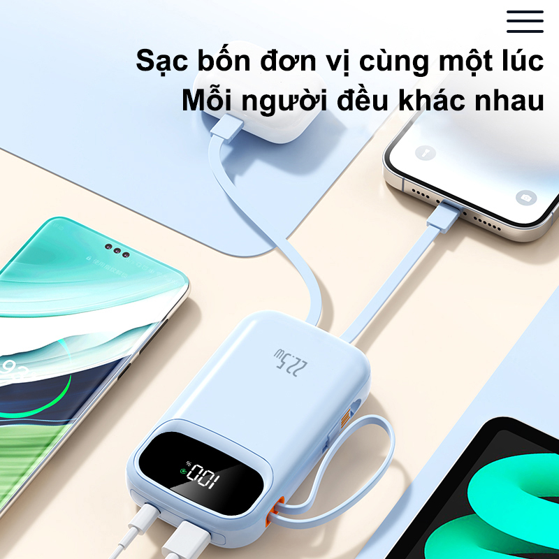 dosen sạc dự phòng pd22.5w 10000mah 25000mah tự mang theo dây đôi pin dự phòng màn hình led tích hợp tích hợp – ảnh mô tả chi tiết 8