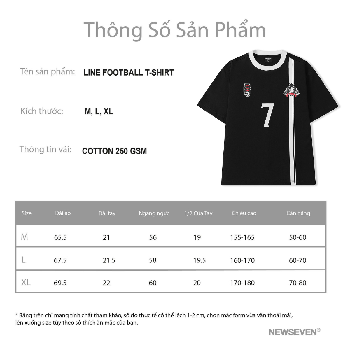 Mô tả Áo Thun Nam Nữ NEWSEVEN Line Football T-Shirt AT.367 - 1