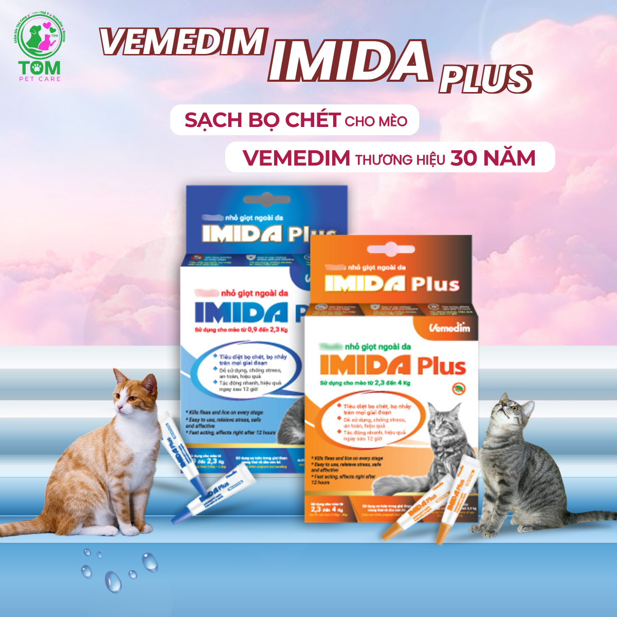 IMIDA Vemedim nhỏ gáy sạch ve bọ chét ở mèo | Shopee Việt Nam