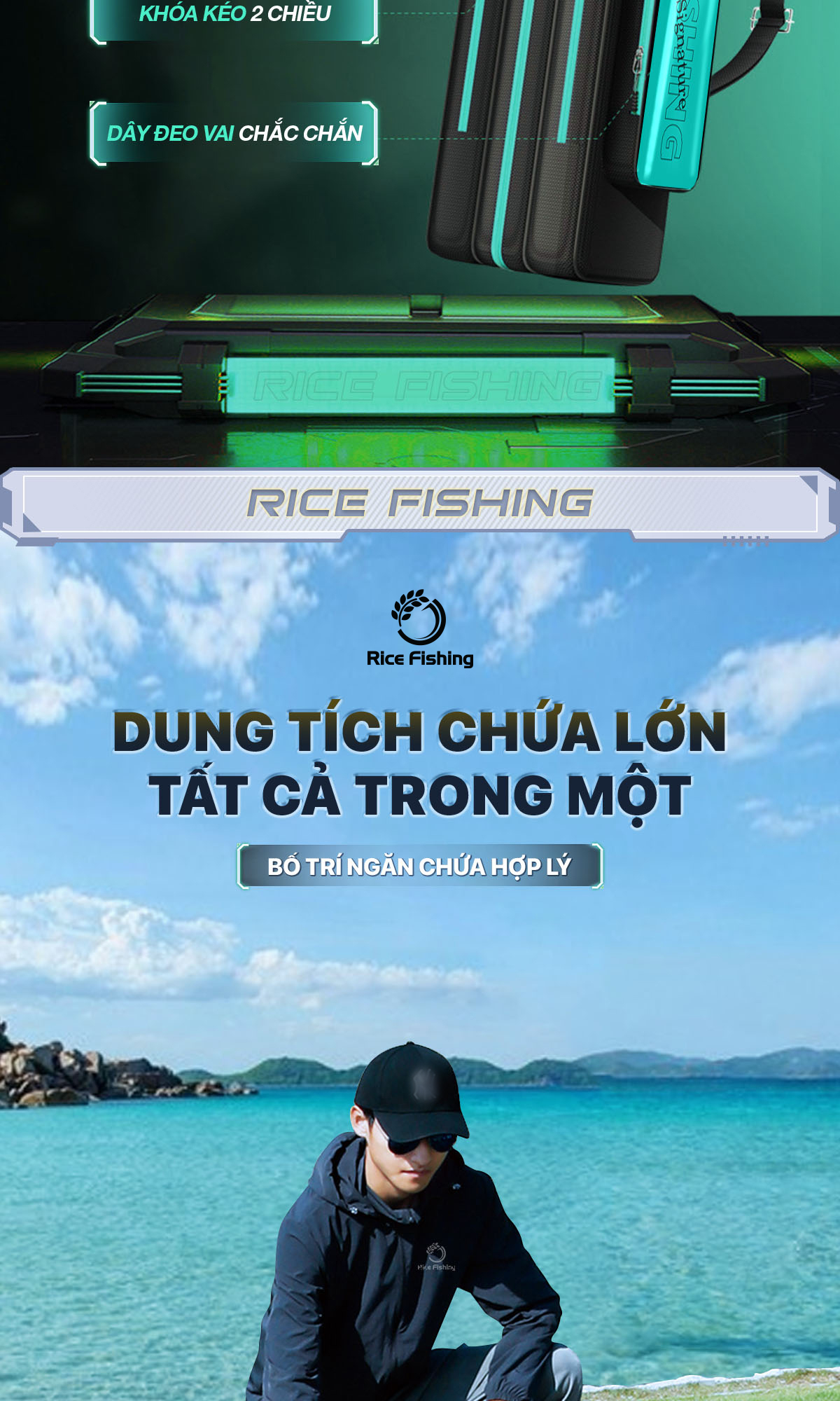 Túi Đựng Cần Câu Tay RICE FISHING chống thấm nước Siêu Bền 2 3 ngăn TC ...