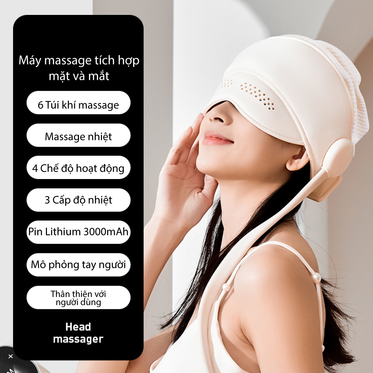 Mô tả Máy massage đầu tích hợp massage mắt Lescolton mát xa đầu, mát xa mắt giúp thư giãn , giảm đau mỏi, ngủ ngon giấc hơn - 1