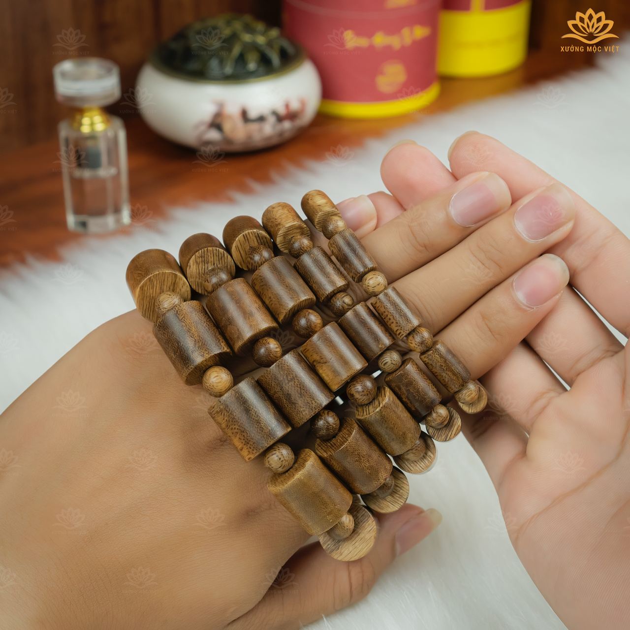 Mô tả Vòng tay trầm hương Trụ trúc Tóc vườn Xưởng Mộc Việt size 8/10/12/14/16mm mang bình an may mắn - 1