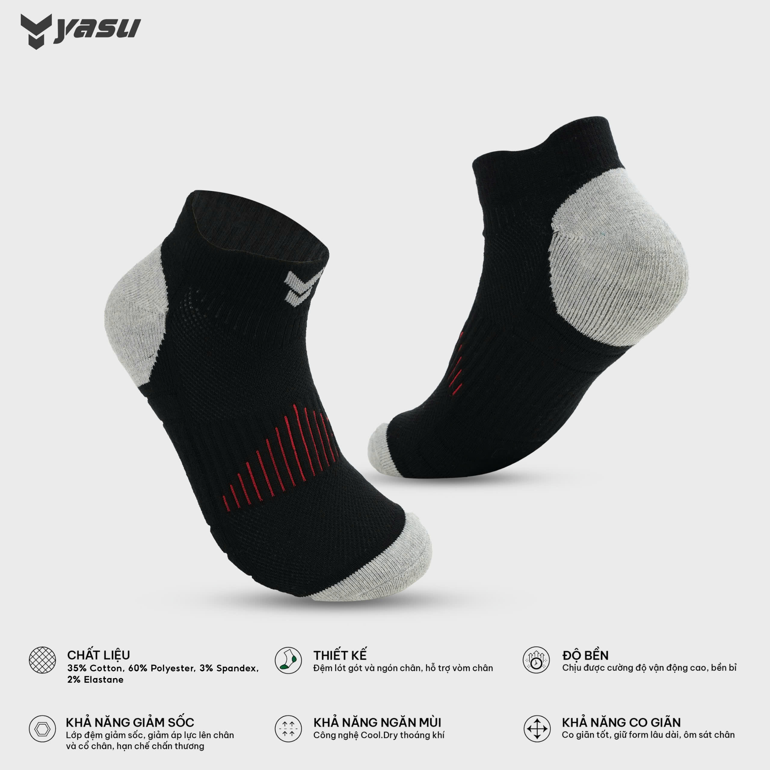 Mô tả Tất vớ thể thao Yasu dày dặn cho cầu lông, bóng đá ,bóng chuyền,tennis,picket ball - 4