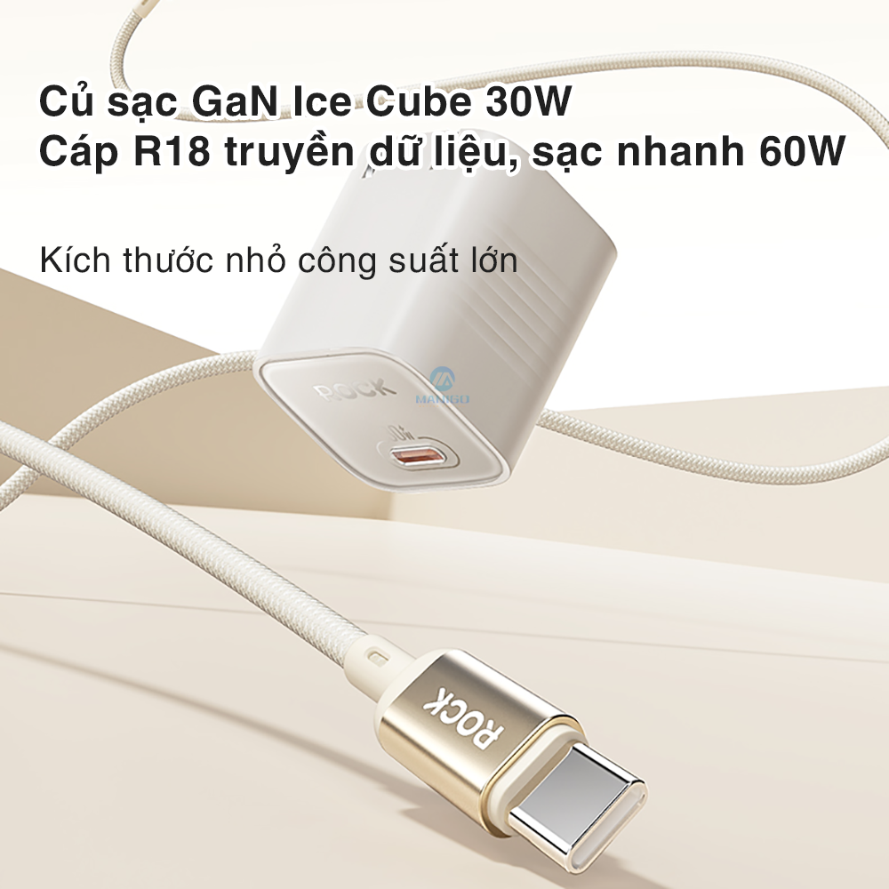 Mô tả Bộ củ cáp sạc nhanh typeC ROCK Ice²Cube sạc nhanh 30W Hàng chính hãng Rockspace BH 12 tháng - 5