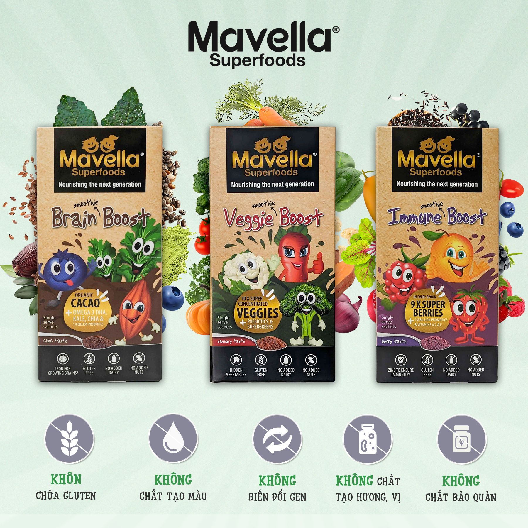Mô tả Bột lắc sữa bổ sung chất xơ, rau củ, hỗ trợ táo bón, nhuận tràng Mavella siêu thực phẩm hữu cơ nhập khẩu Úc gói 10g - 1