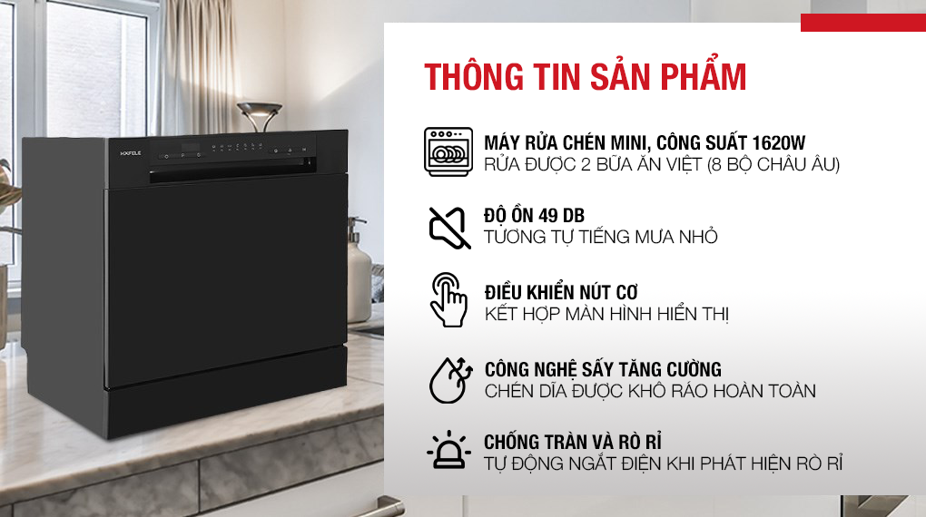 Mô tả Máy Rửa Chén Bát HDW-T5531B Hafele 538.21.350 - 2