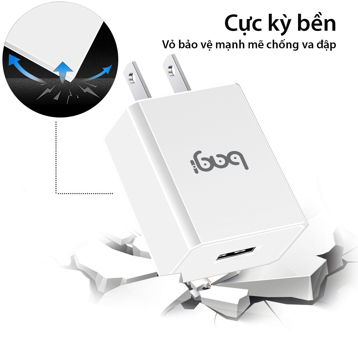 Mô tả Củ Sạc Nhanh 2A Tiêu Chuẩn Châu ÂU 5V-2A Bagi CE-M52/5V-2A - 2