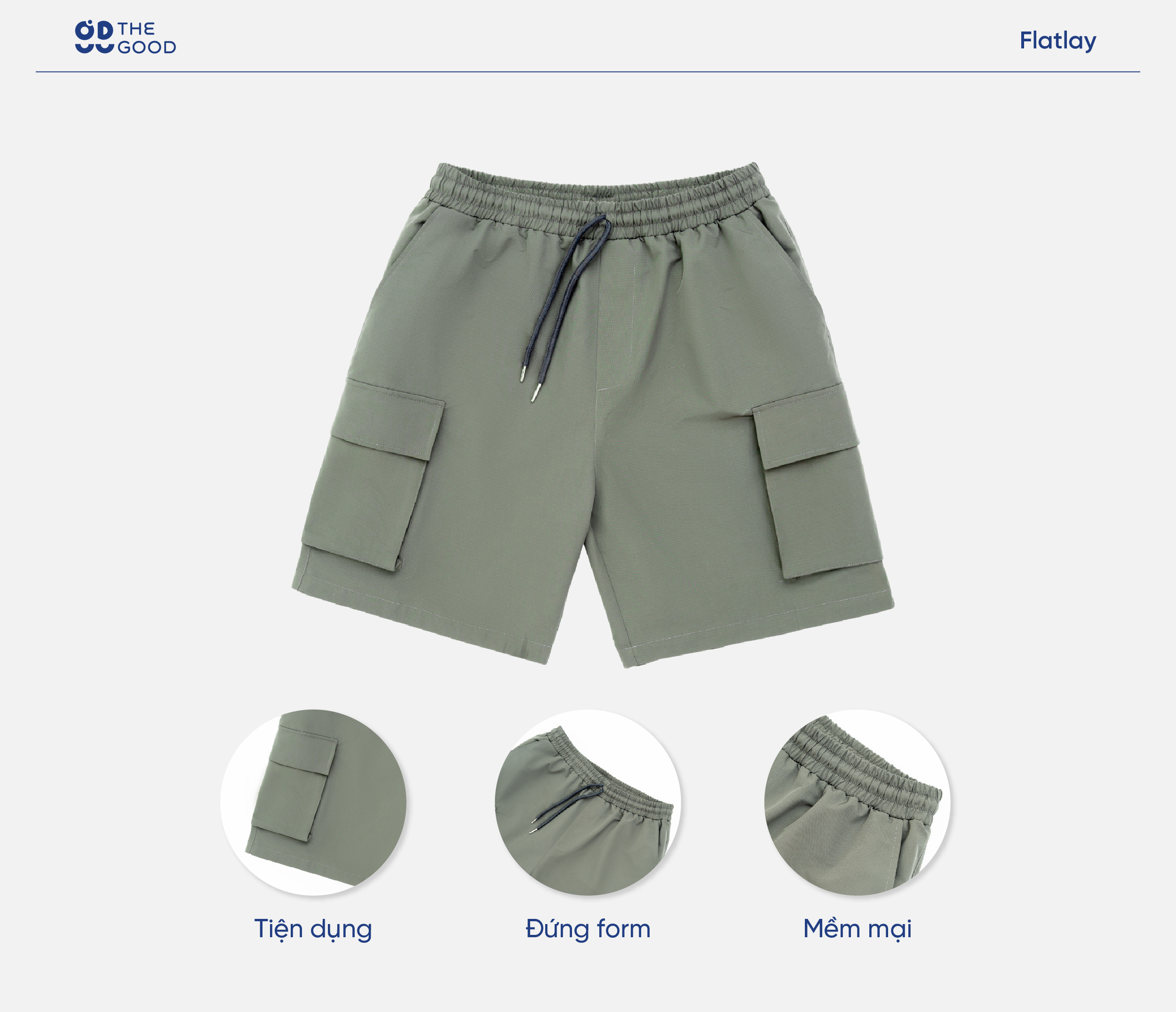 Mô tả Quần short gió nam thiết kế túi hộp, chất liệu vải gió - 4