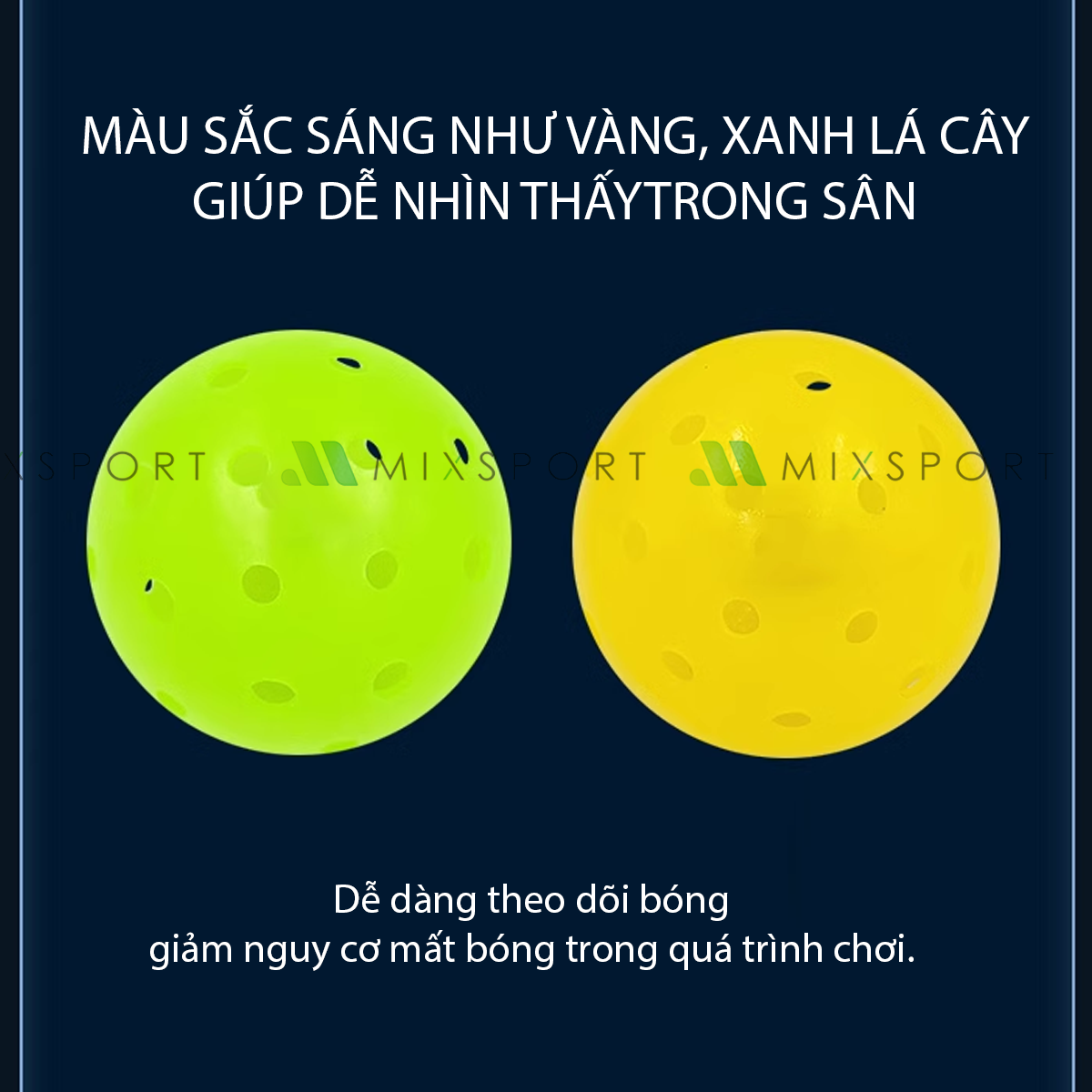 Mô tả Bóng Pickleball Mixsport Set 6 Quả Đường Kính 74mm Dùng Để Tập Luyện Và Thi Đấu Trong Nhà Ngoài Trời - 2