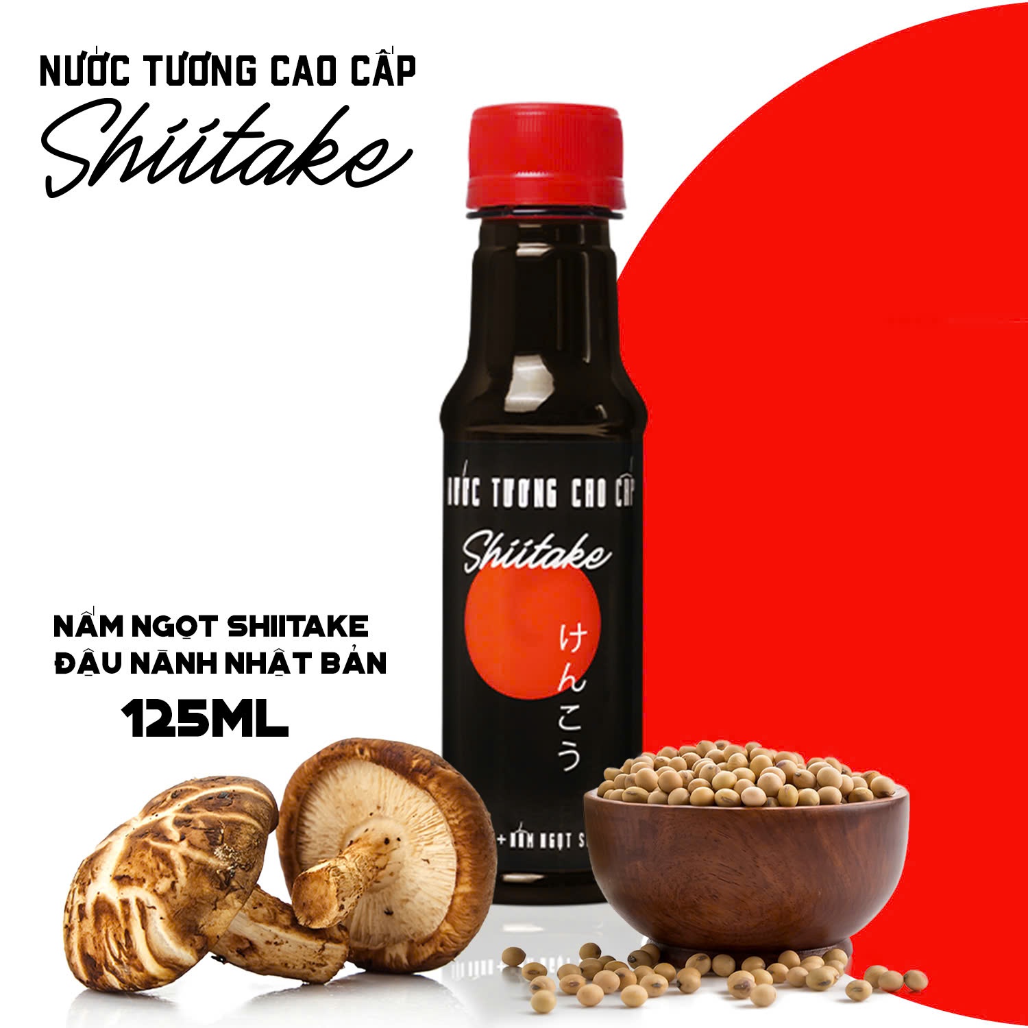 Mô tả Nước tương cao cấp Shiitake lên men tự nhiên từ đậu nành và nấm ngọt Shiitake, chai nhựa 125ml/chai Làng Chài Xưa - 2