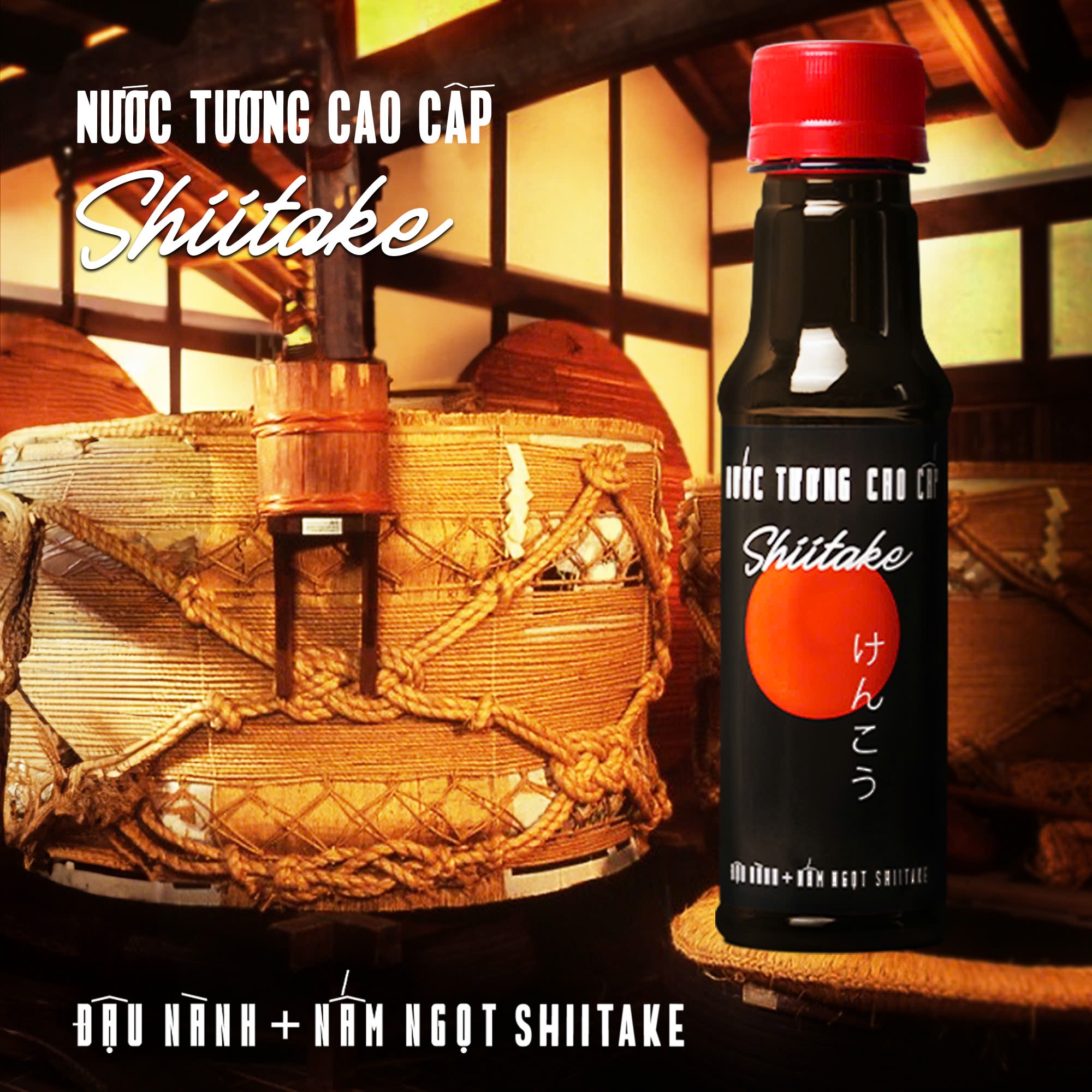 Mô tả Nước tương cao cấp Shiitake lên men tự nhiên từ đậu nành và nấm ngọt Shiitake, chai nhựa 125ml/chai Làng Chài Xưa - 4