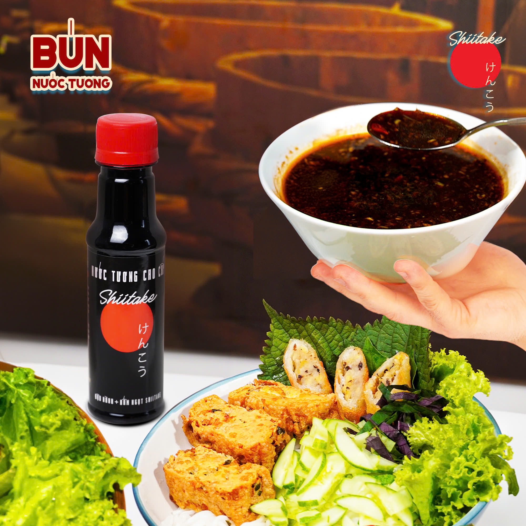 Mô tả Nước tương cao cấp Shiitake lên men tự nhiên từ đậu nành và nấm ngọt Shiitake, chai nhựa 125ml/chai Làng Chài Xưa - 3