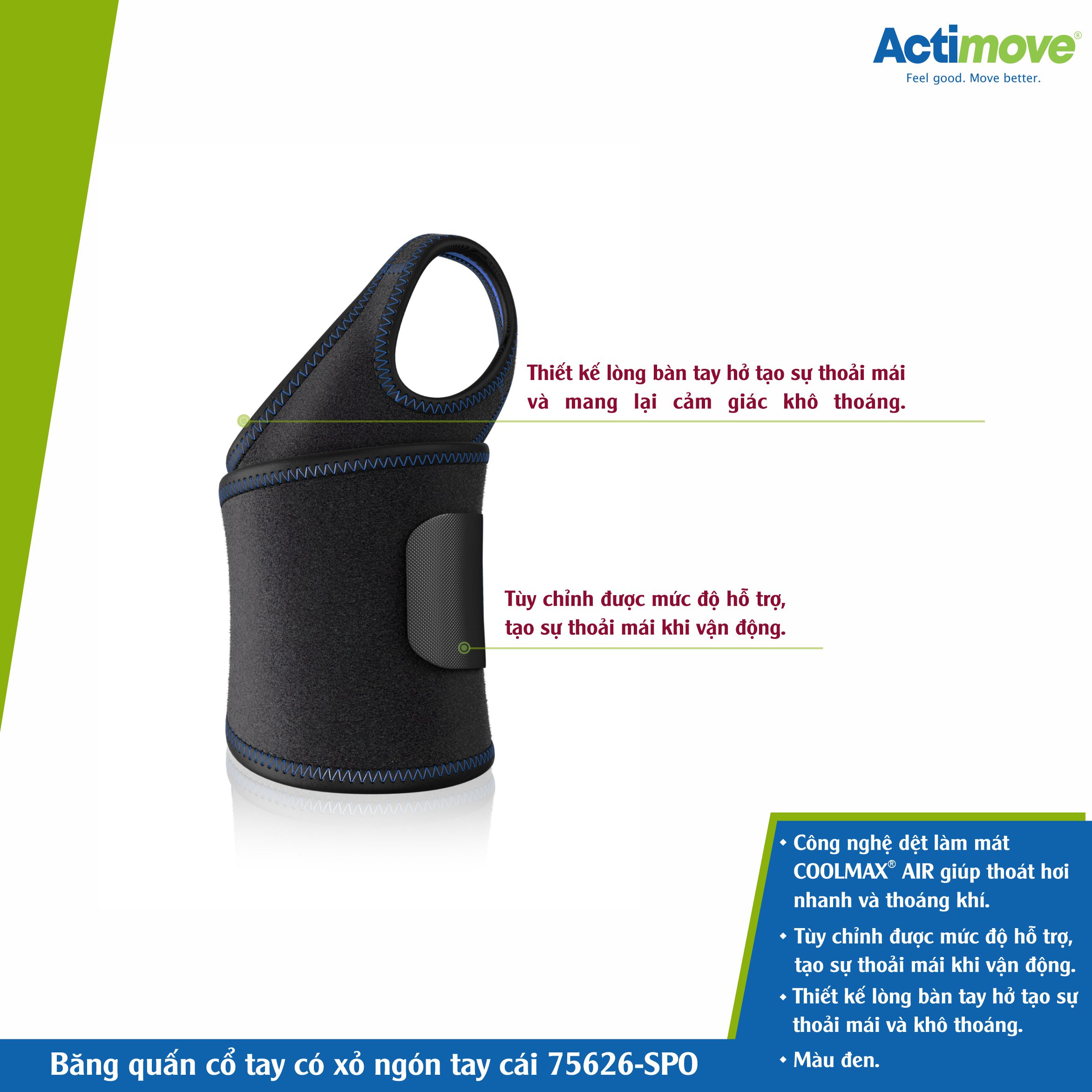 Mô tả Băng Quấn Cổ Tay Có Xỏ Ngón Tay Cái 75626-SPO, Màu Đen [Actimove] - Nhập Khẩu Chính Hãng Châu Âu (1 Cái) - 2