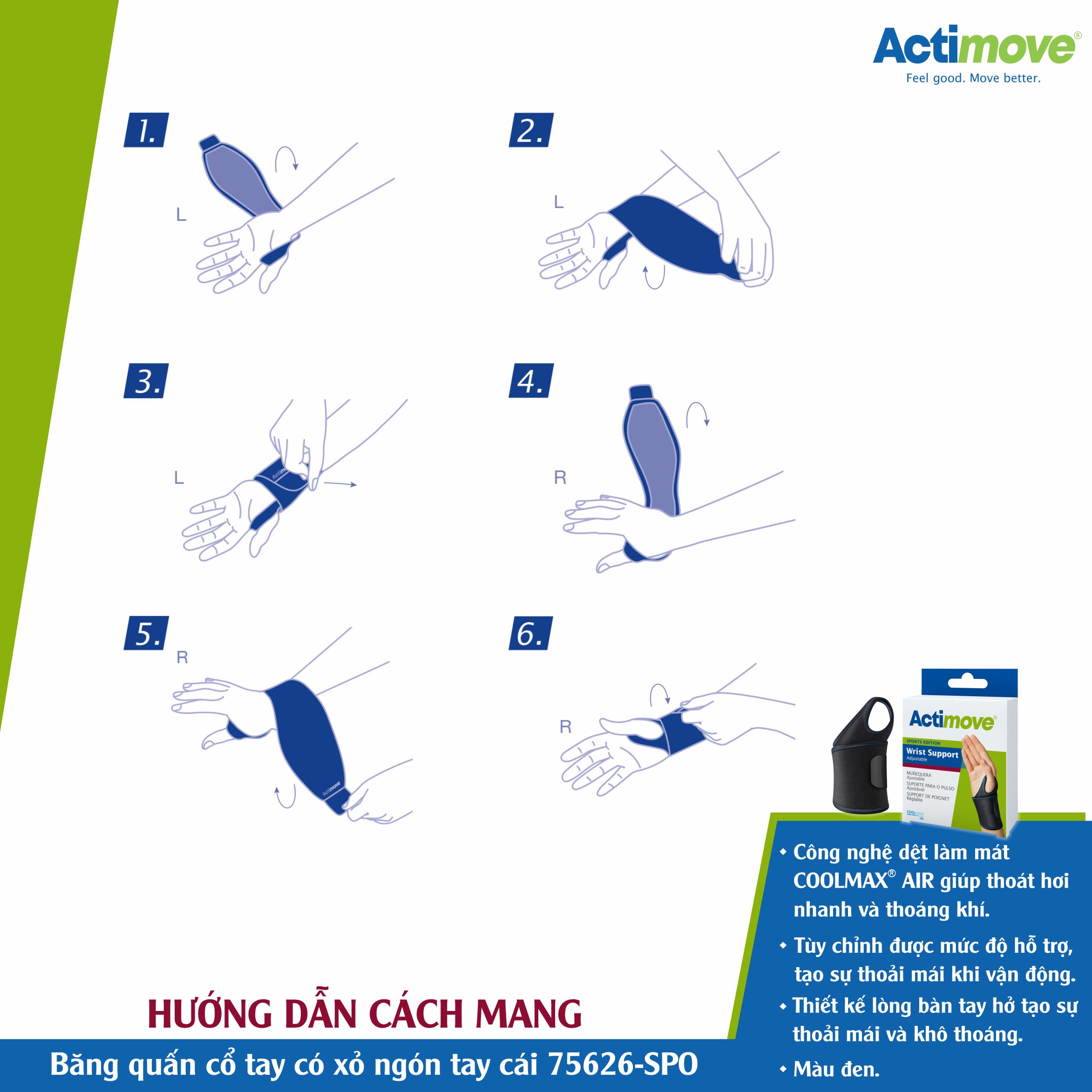 Mô tả Băng Quấn Cổ Tay Có Xỏ Ngón Tay Cái 75626-SPO, Màu Đen [Actimove] - Nhập Khẩu Chính Hãng Châu Âu (1 Cái) - 4