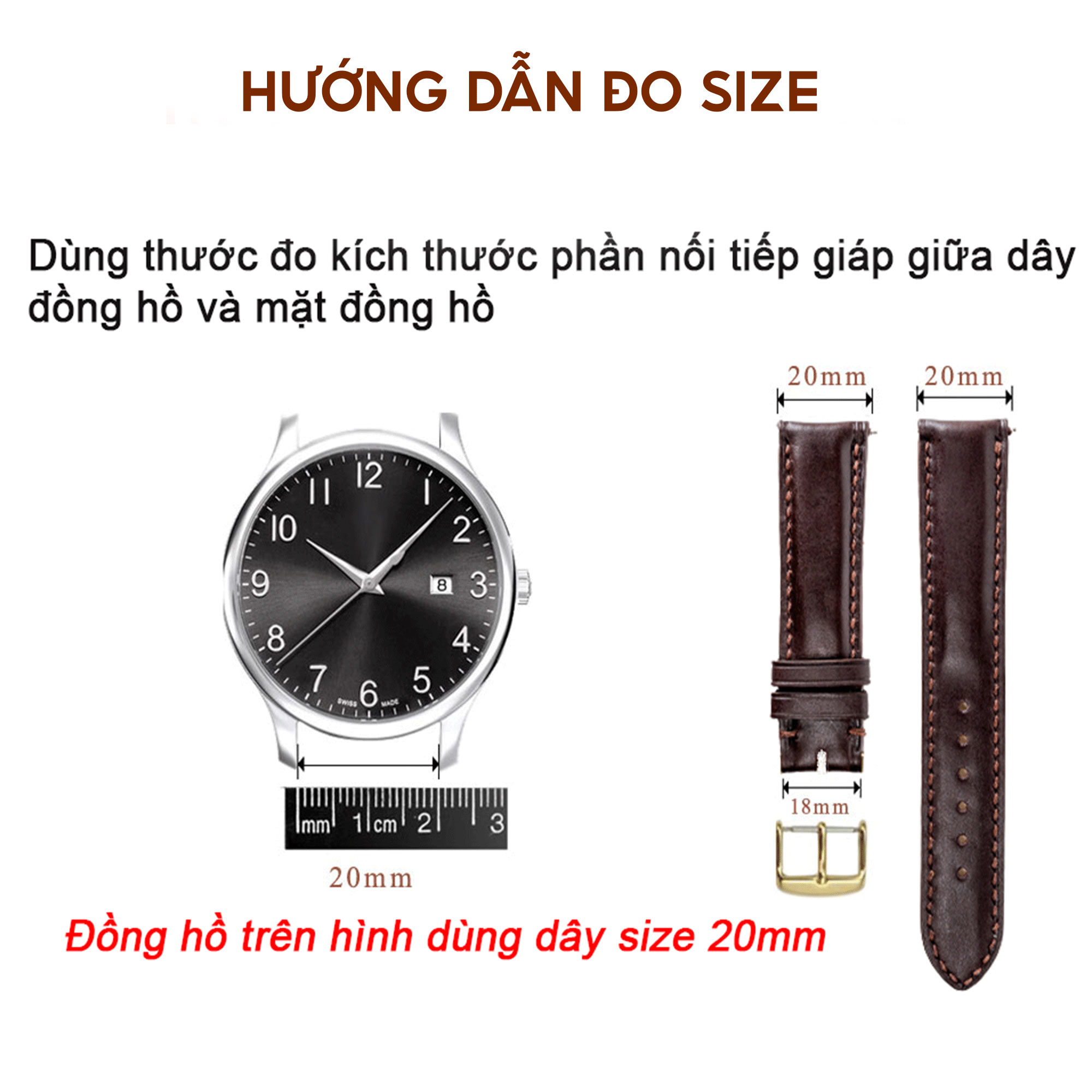 Mô tả Dây đồng hồ nam da sáp ngựa điên- khâu tay thủ công D111 size 18mm, 20mm, 22mm, 24mm-Bụi Leather - 1