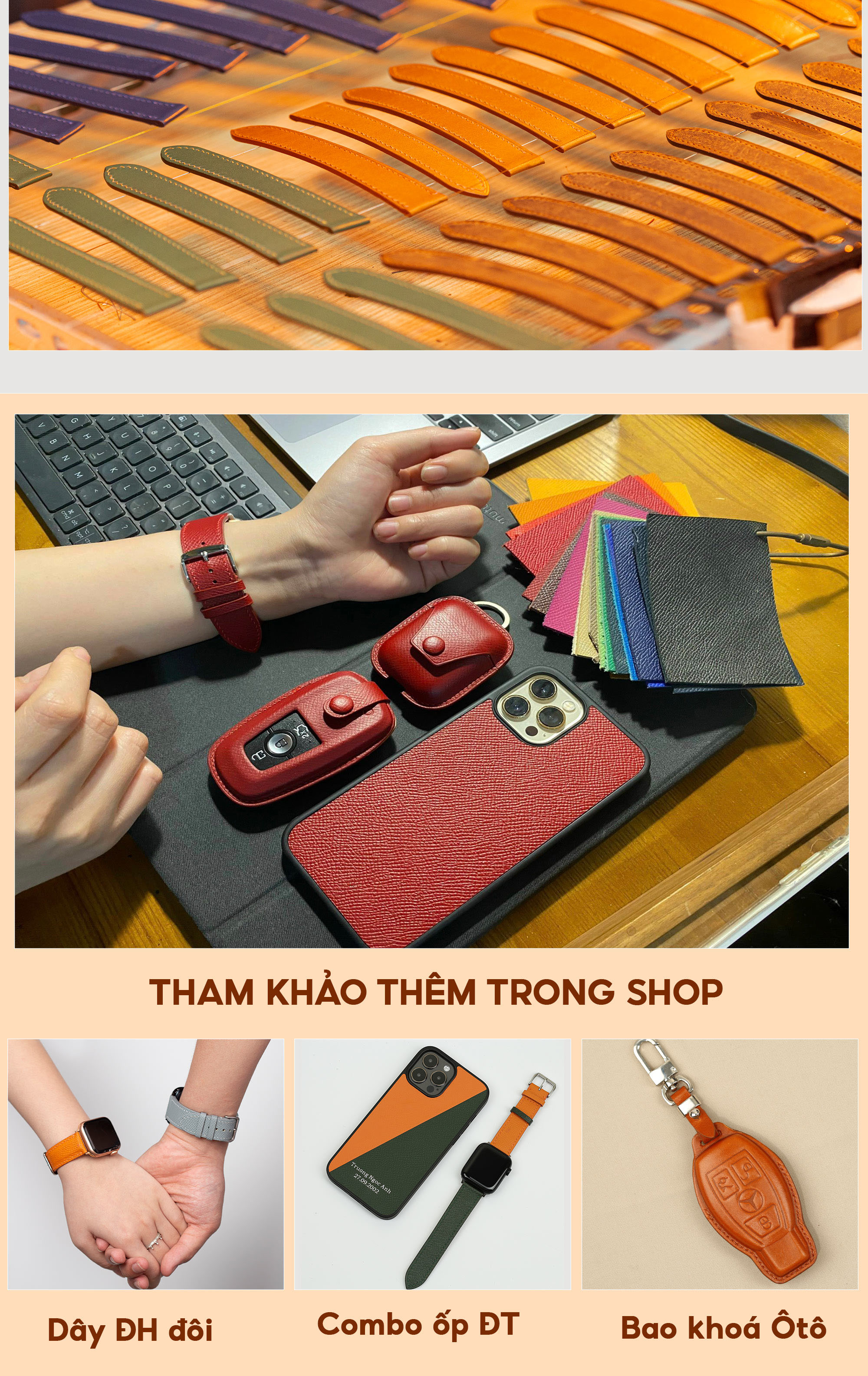 Mô tả Dây đồng hồ nam da sáp ngựa điên- khâu tay thủ công D111 size 18mm, 20mm, 22mm, 24mm-Bụi Leather - 6