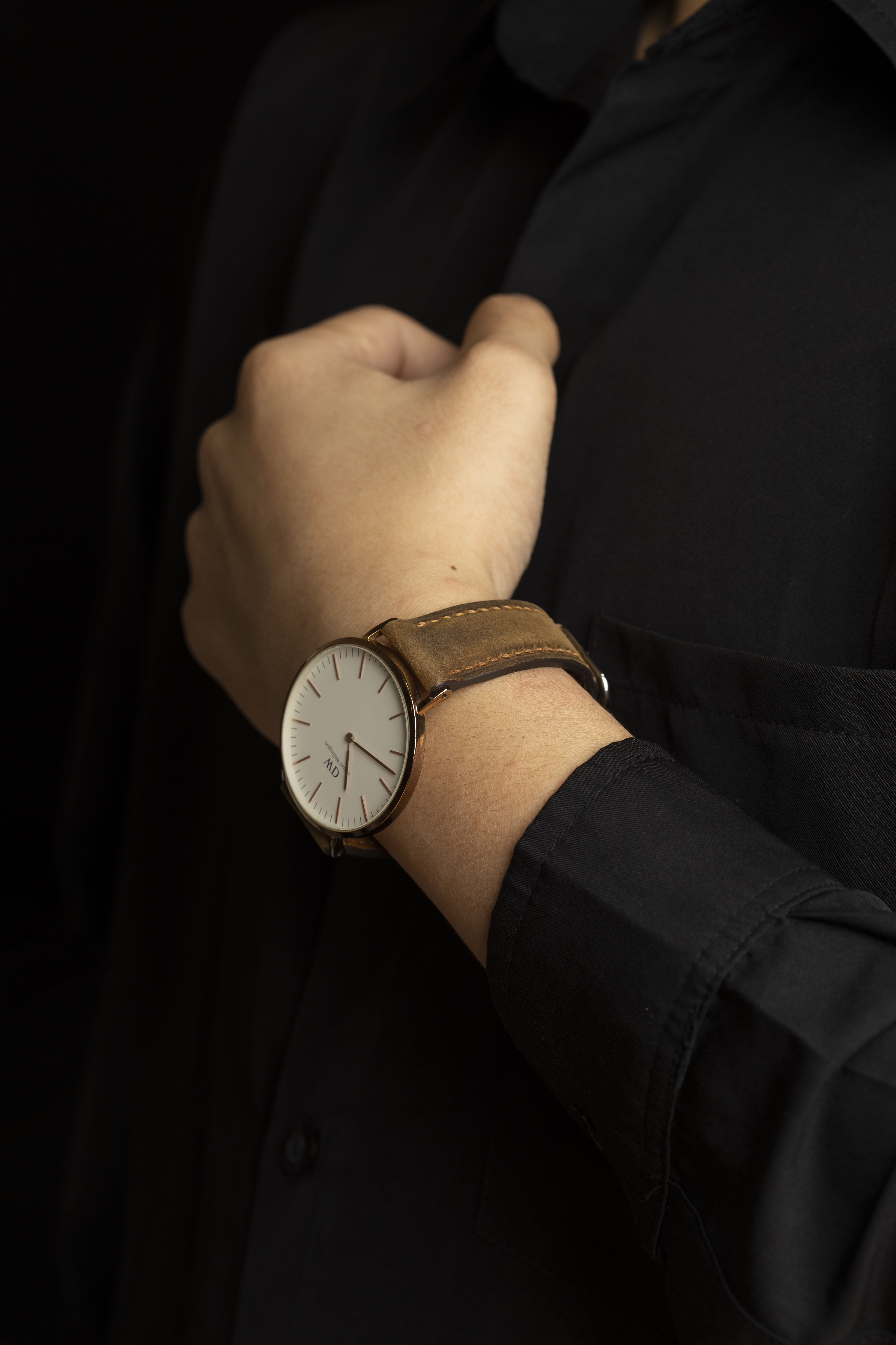 Mô tả Dây đồng hồ nam da sáp ngựa điên- khâu tay thủ công D111 size 18mm, 20mm, 22mm, 24mm-Bụi Leather - 7