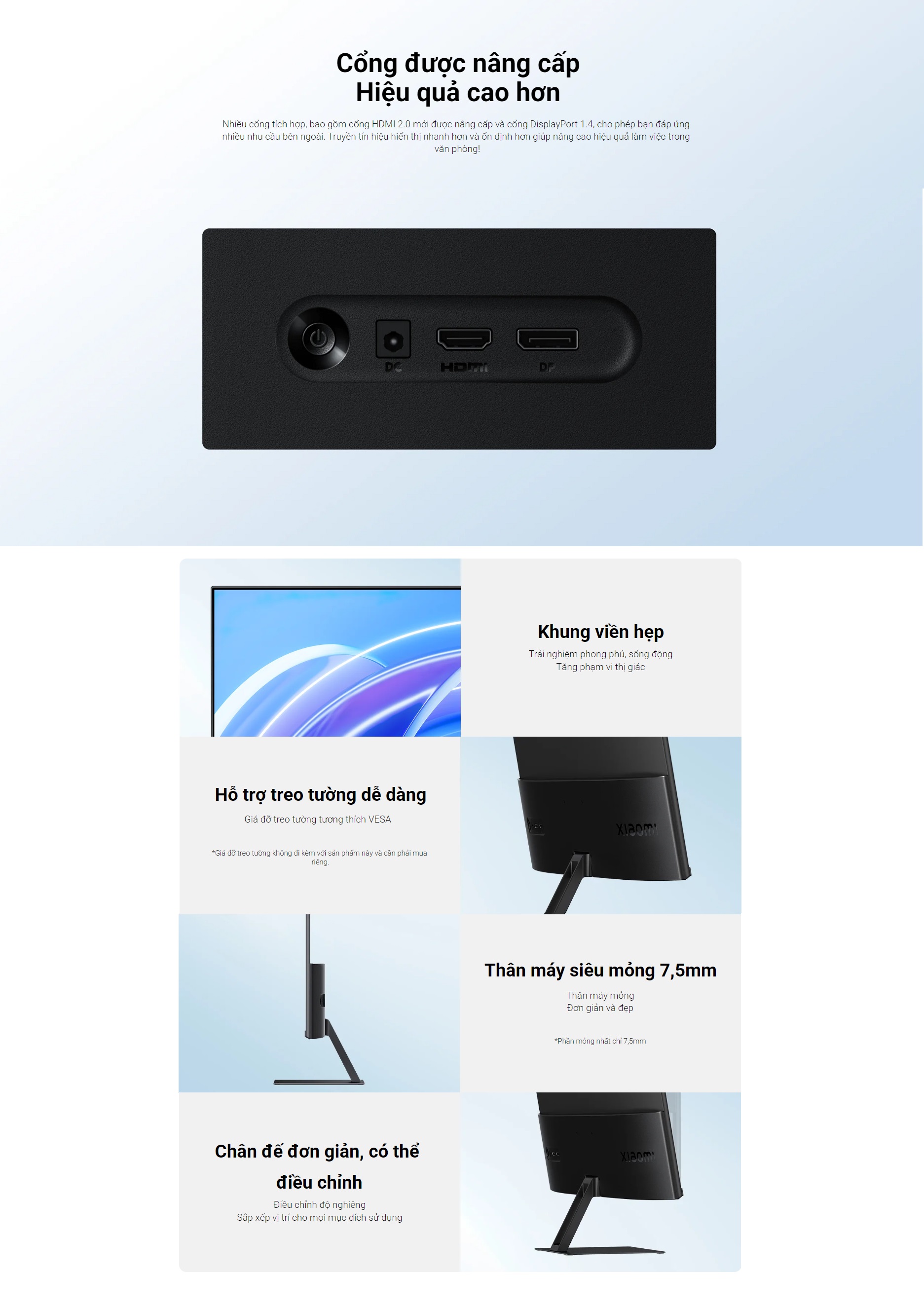 Mô tả Màn Hình Máy Tính Xiaomi Monitor A27i / 27 inch / FullHD / Tần Số Quét 100 Hz / Thời Gian Phản Hồi 6ms  – BH 12 Tháng - 5
