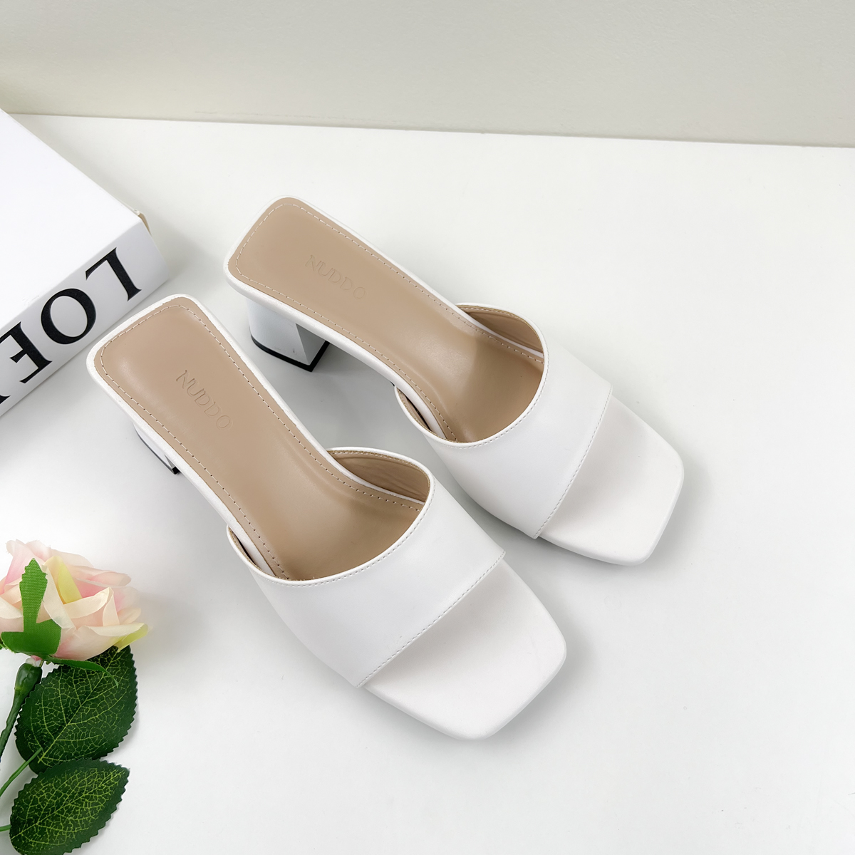 Mô tả Dép Cao Gót Nữ Công Sở Đế Vuông 5 Phân, Guốc Sandal Nữ Hở Mũi Quai Ngang Êm Chân NUDDO _ND321 - 3