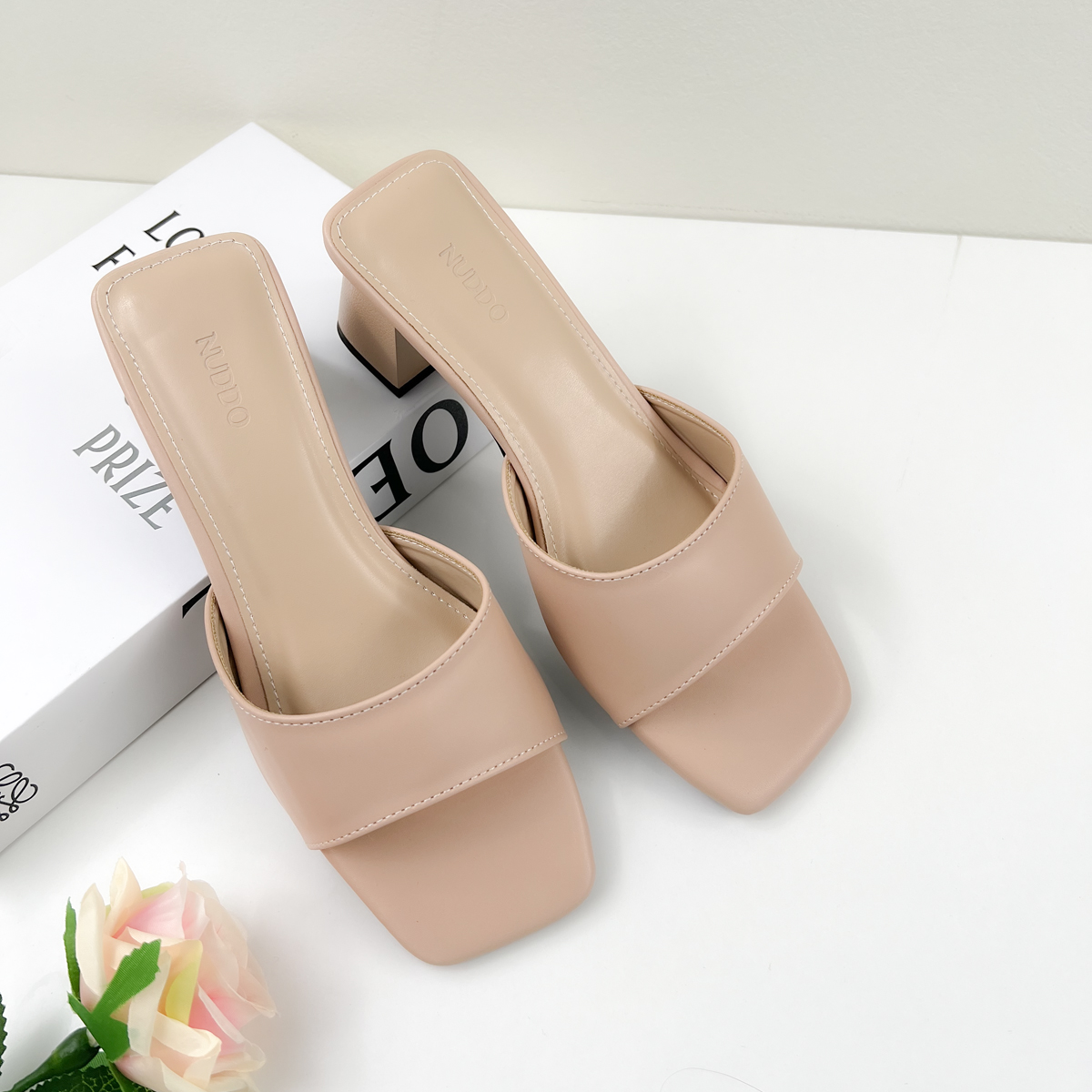 Mô tả Dép Cao Gót Nữ Công Sở Đế Vuông 5 Phân, Guốc Sandal Nữ Hở Mũi Quai Ngang Êm Chân NUDDO _ND321 - 4