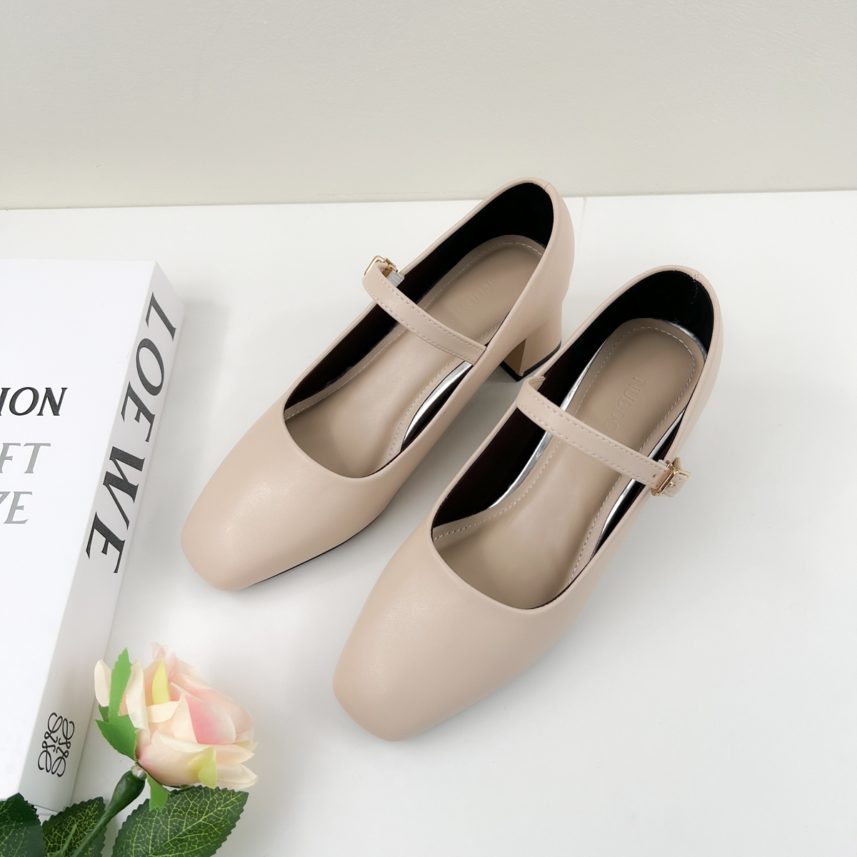 Mô tả Giày Mery Jane Nữ 5 Phân Mũi Vuông, Guốc Cao Gót Đế Vuông 5cm Da Mềm NUDDO _NU399 - 3