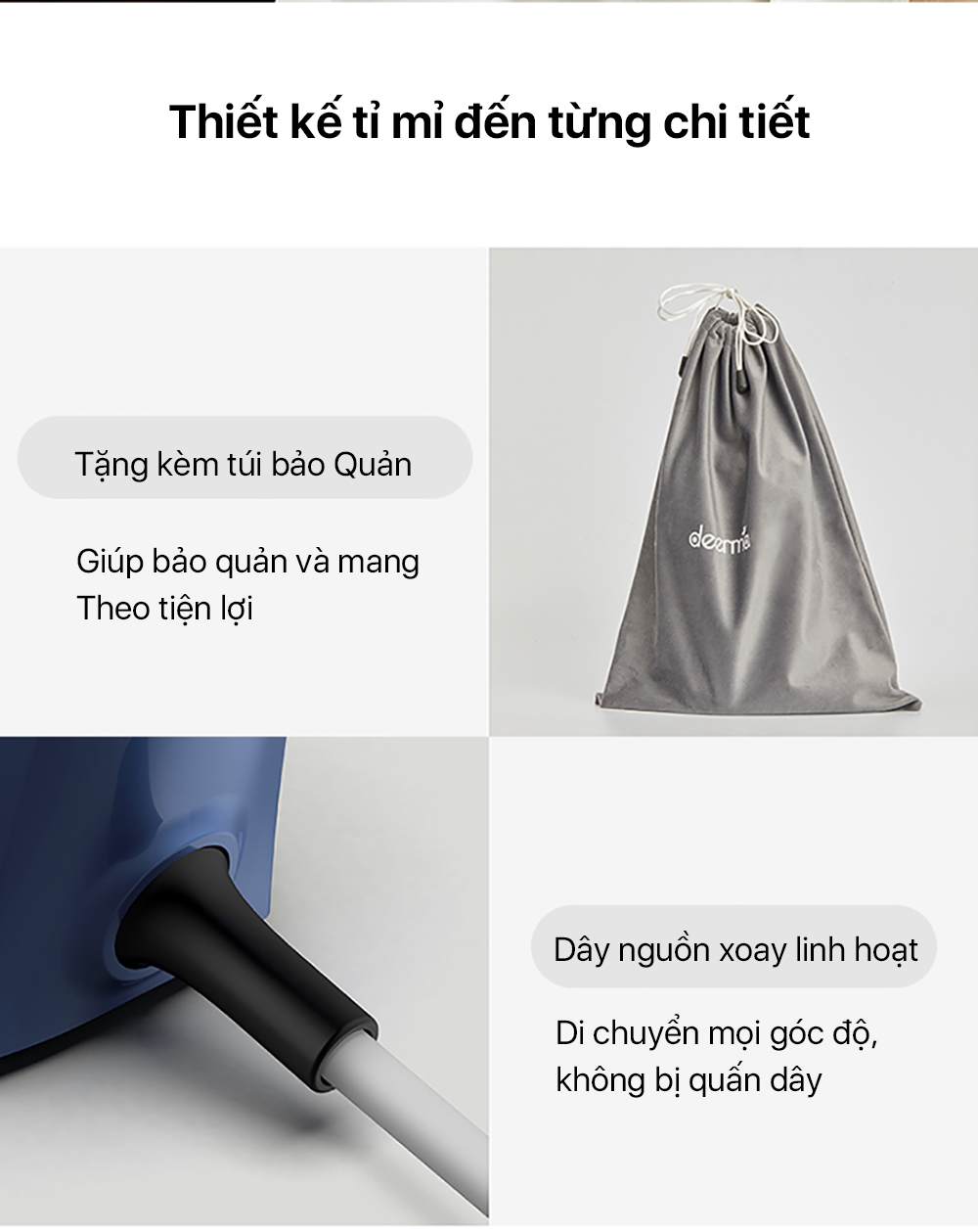 Mô tả Bàn ủi hơi nước Deerma HS300 đa năng ủi khô và ủi hơi nước 2in1 kiểm soát gia nhiệt thông minh - Bảo hành 12 tháng - 8
