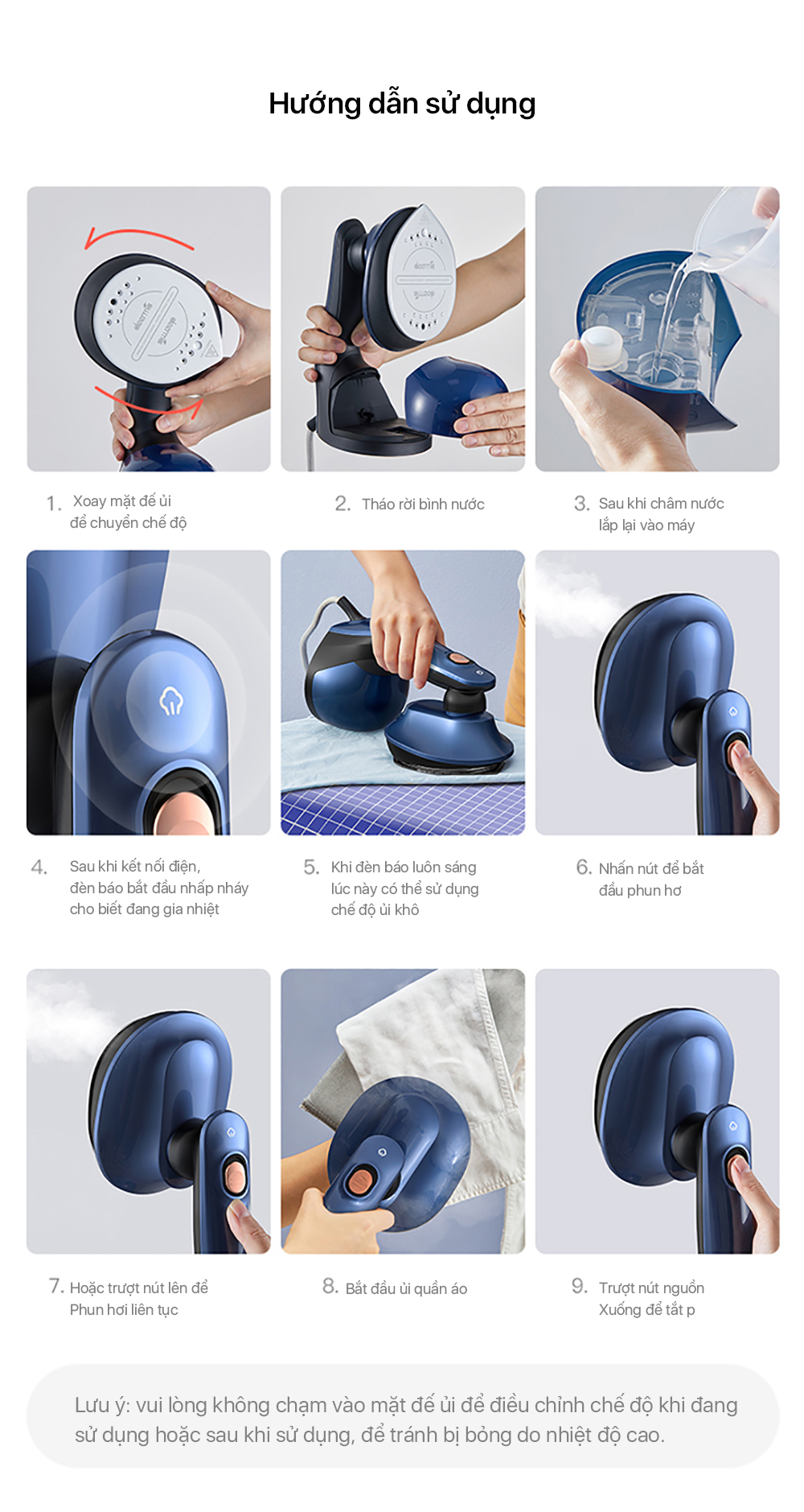 Mô tả Bàn ủi hơi nước Deerma HS300 đa năng ủi khô và ủi hơi nước 2in1 kiểm soát gia nhiệt thông minh - Bảo hành 12 tháng - 9