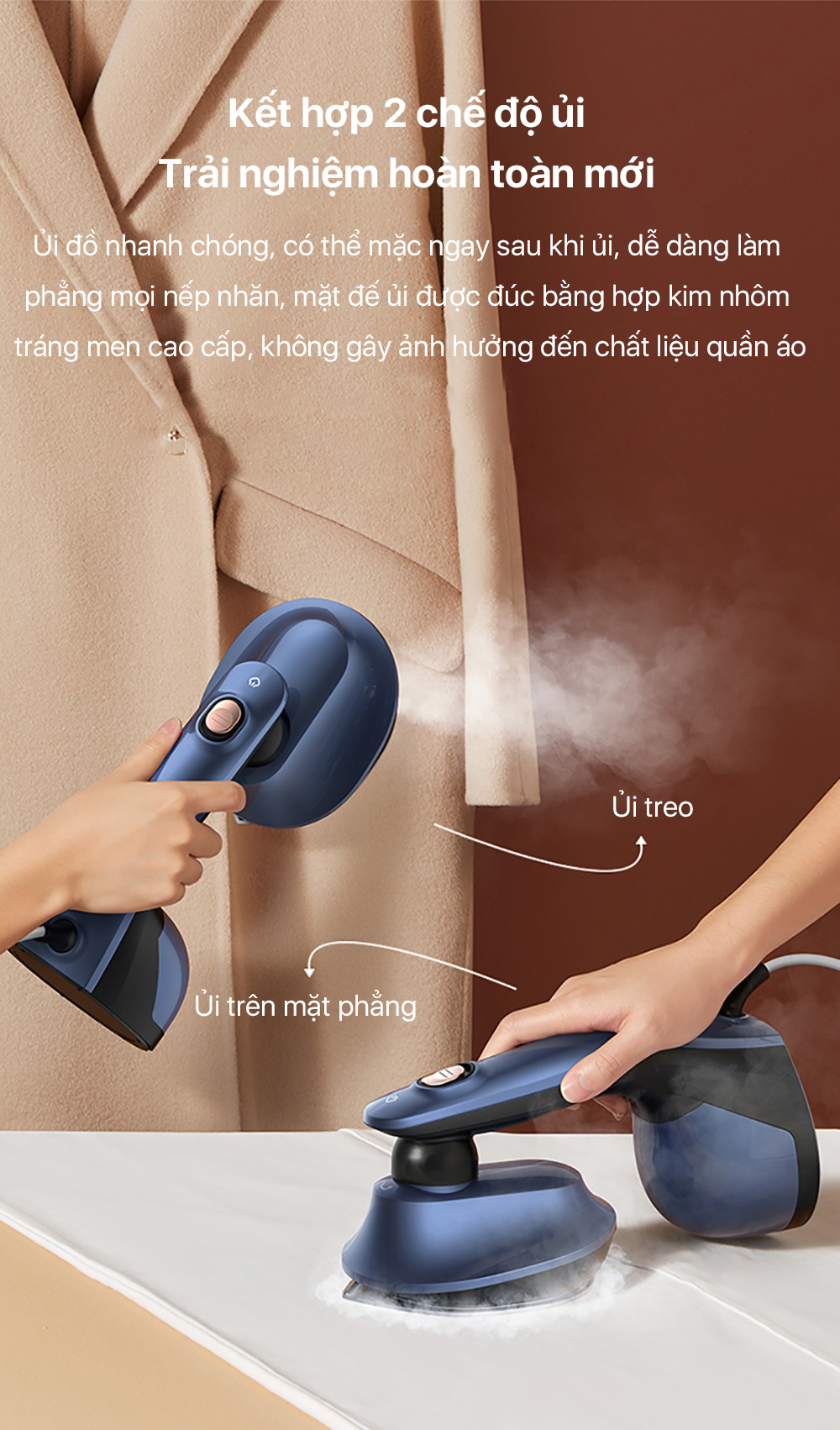 Mô tả Bàn ủi hơi nước Deerma HS300 đa năng ủi khô và ủi hơi nước 2in1 kiểm soát gia nhiệt thông minh - Bảo hành 12 tháng - 3