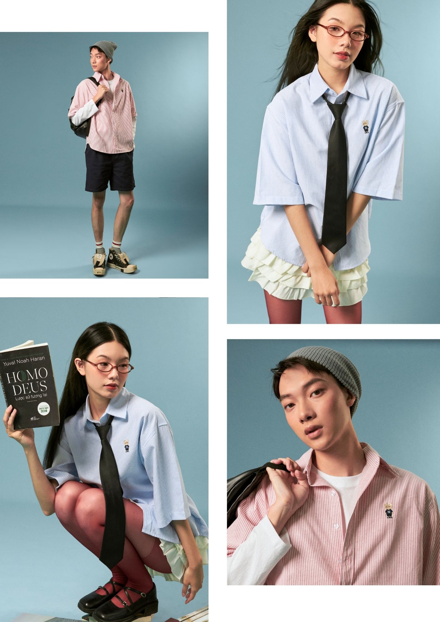 Mô tả Áo Sơ Mi Ngắn Tay Form rộng NOAM Oxford - Màu Tím/ Be/ Hồng/ Tím kẻ sọc - 3