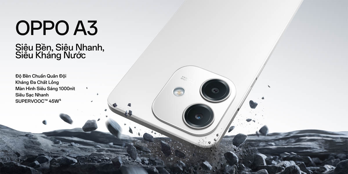 Mô tả Điện Thoại OPPO A3 (8GB/256GB) | Siêu bền | SUPERVOOC | Kháng nước và bụi  - Hàng chính hãng - 1