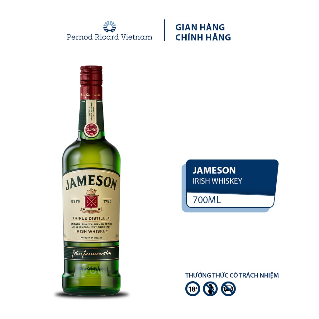 Mô tả Rượu Whiskey Jameson lrish  Nồng Độ Alc 40% 700ml Không Kèm Hộp - 1