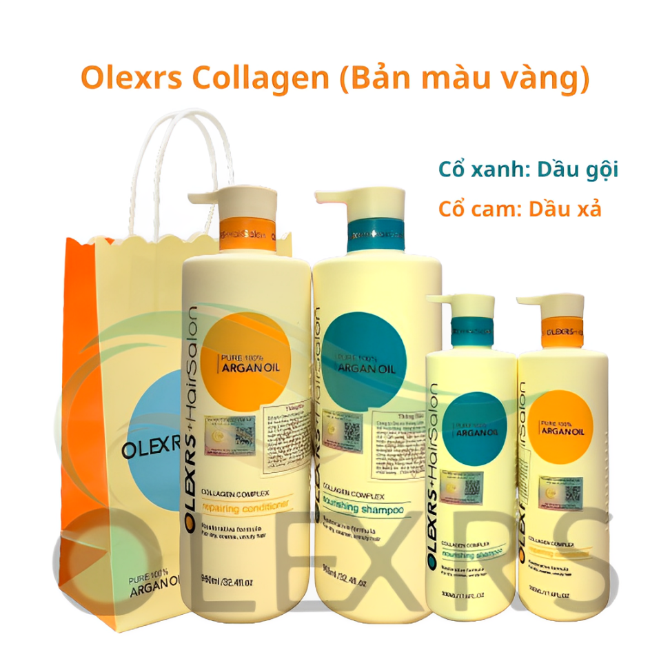 Mô tả Cặp Dầu Gội Xả Olexrs+HairSalon Argan Oil Collagen Chính Hãng - 1