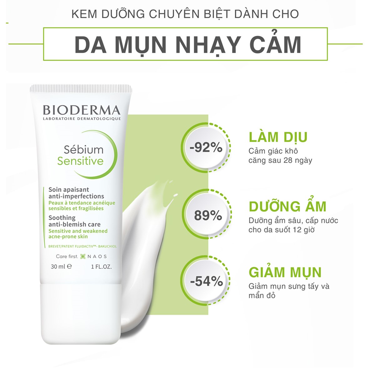 Mô tả Kem dưỡng giảm mụn viêm nhạy cảm Bioderma Sebium Sensitive - 30 ml - 2