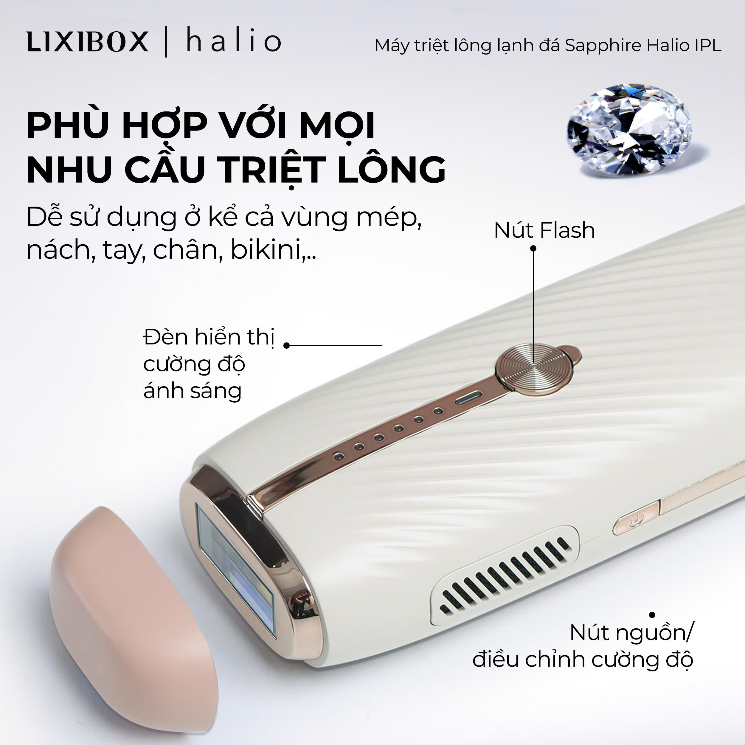 Mô tả Máy Triệt Lông Lạnh Sapphire Halio InfinityGlow Advanced IPL Sapphire Cooling Hair Removal Device - 3