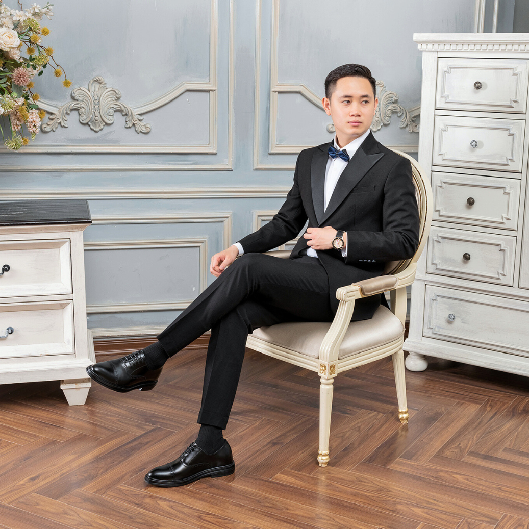 Mô tả Giày tây Tăng chiều cao da bò nam công sở SmartMen GD400 Đen - 6
