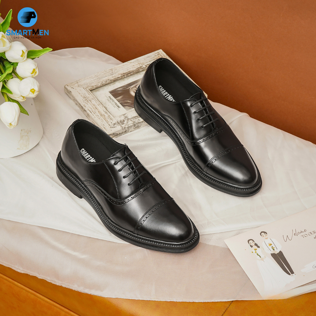 Mô tả Giày tây Tăng chiều cao da bò nam công sở SmartMen GD400 Đen - 9