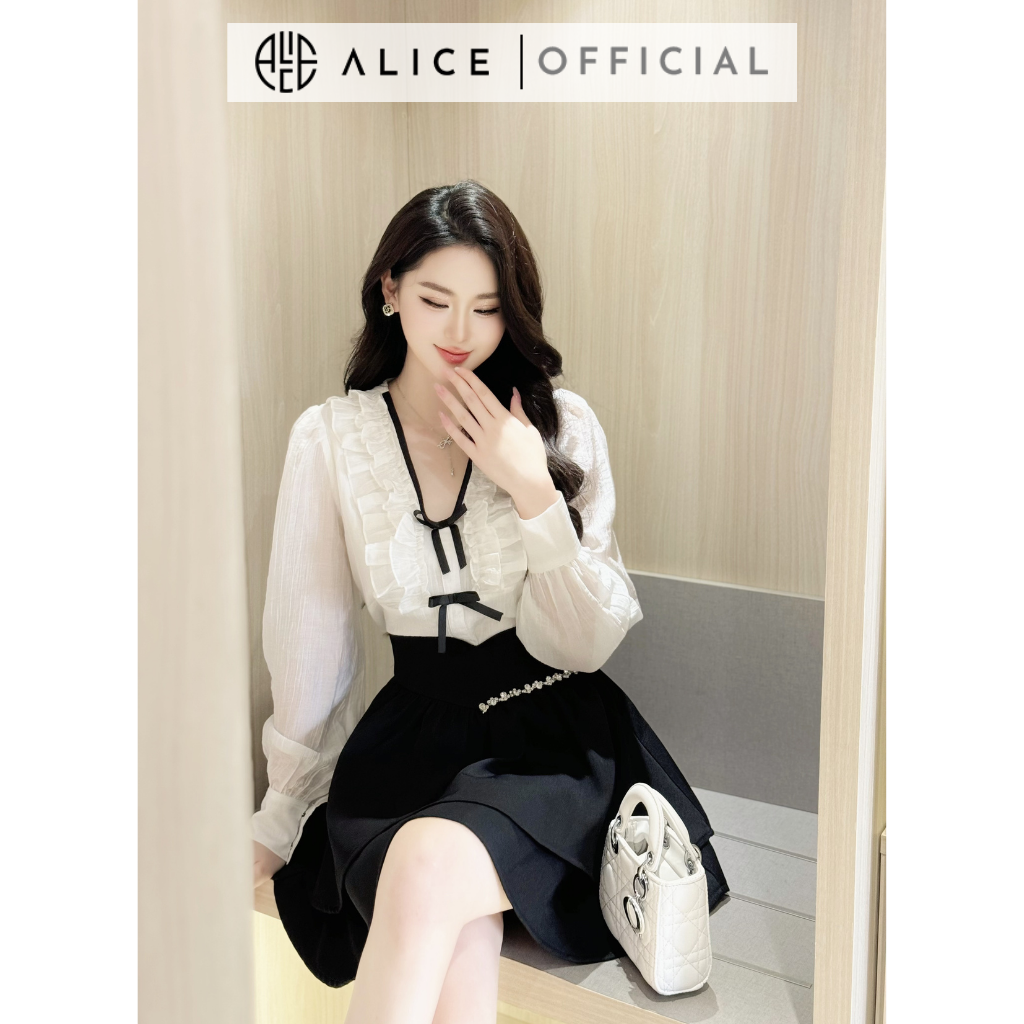Mô tả Set Áo Thô Tay Lửng Và Quần Thắt Eo Chéo Rubi Dáng Suông Alice Công Sở Thanh Lịch S716 - 4