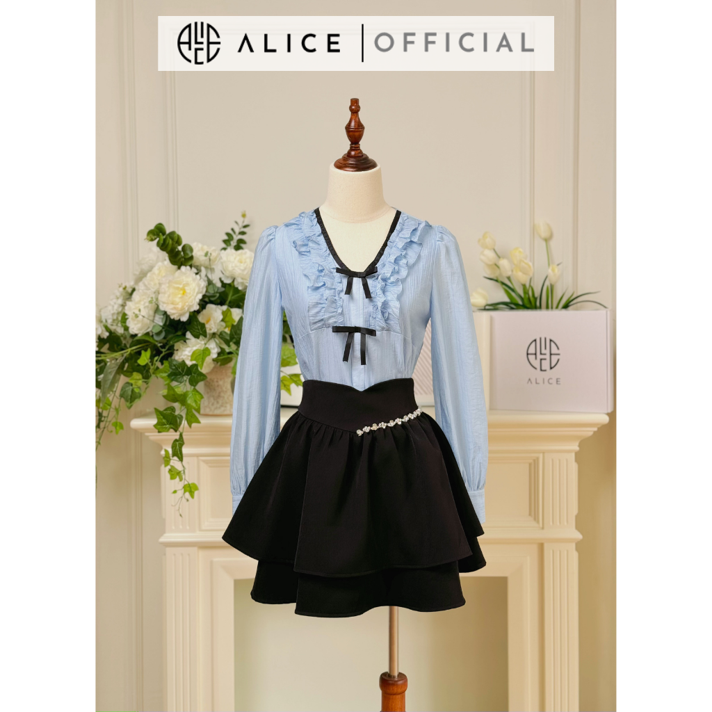 Mô tả Set Áo Thô Tay Lửng Và Quần Thắt Eo Chéo Rubi Dáng Suông Alice Công Sở Thanh Lịch S716 - 5