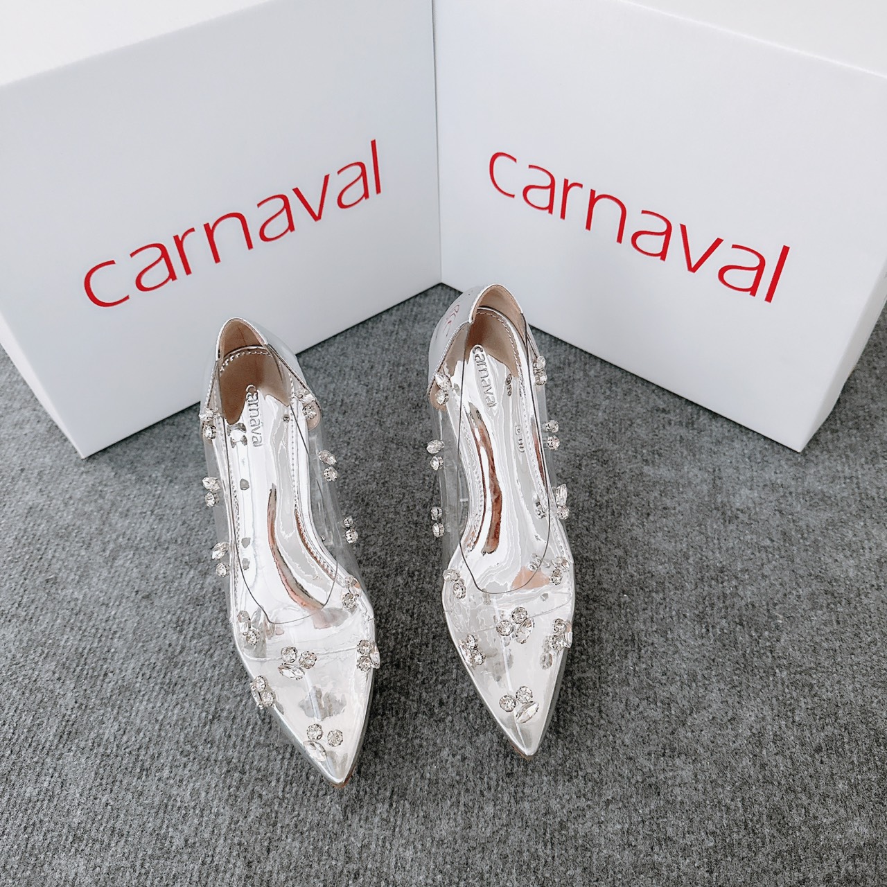 Mô tả Giày Nữ Carnaval Đính Đá Trong Suốt Mũi Nhọn Hậu Bít Siêu Lấp Lánh - Sang Trọng - VS52 - 3