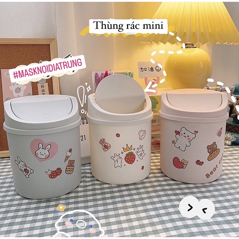 (Tặng Kèm Sticker) Thùng Rác Mini Để Bàn Sọt Rác Nhỏ Cute Dễ Thương Hộp ...