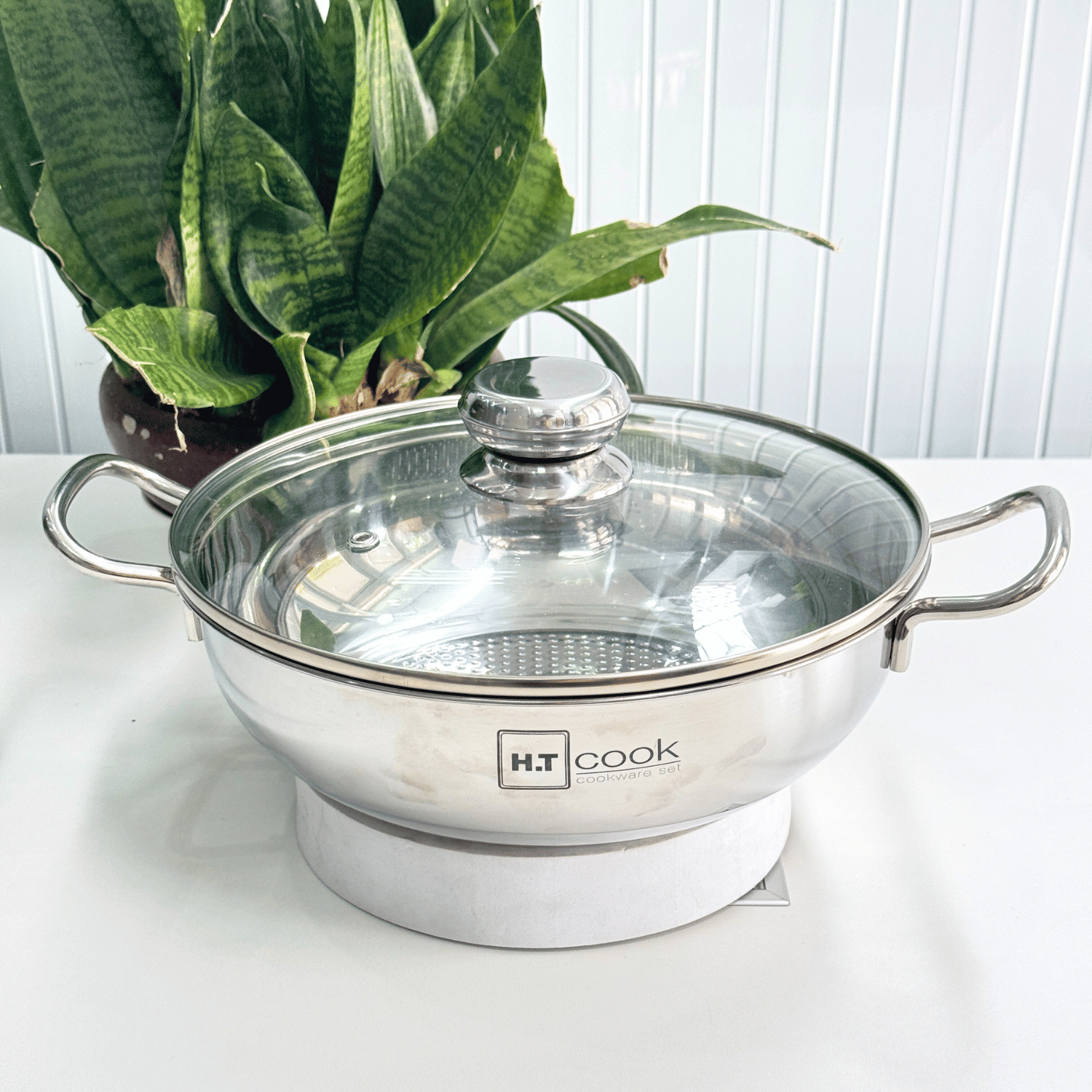 Mô tả Nồi lẩu inox 1 đáy cao cấp Fivestar H.T Cook nắp kính 22cm - 30 cm dùng được bếp từ , gas , hồng ngoại - 1