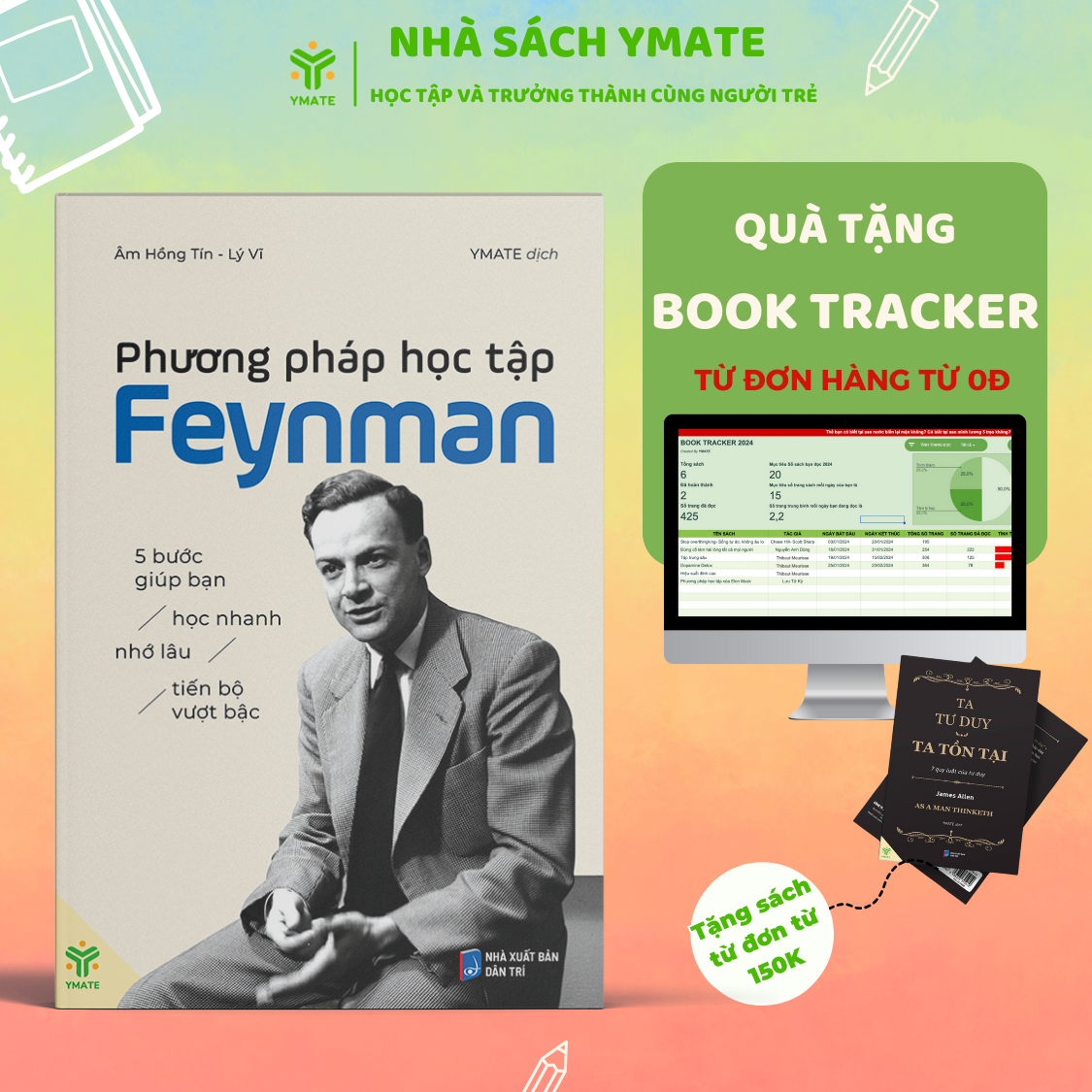Mô tả Combo 2 Cuốn] Sách Phương Pháp Học Tập Feynman + 5 Phương Pháp Học Tập Của Elon Musk - YMATE - 1