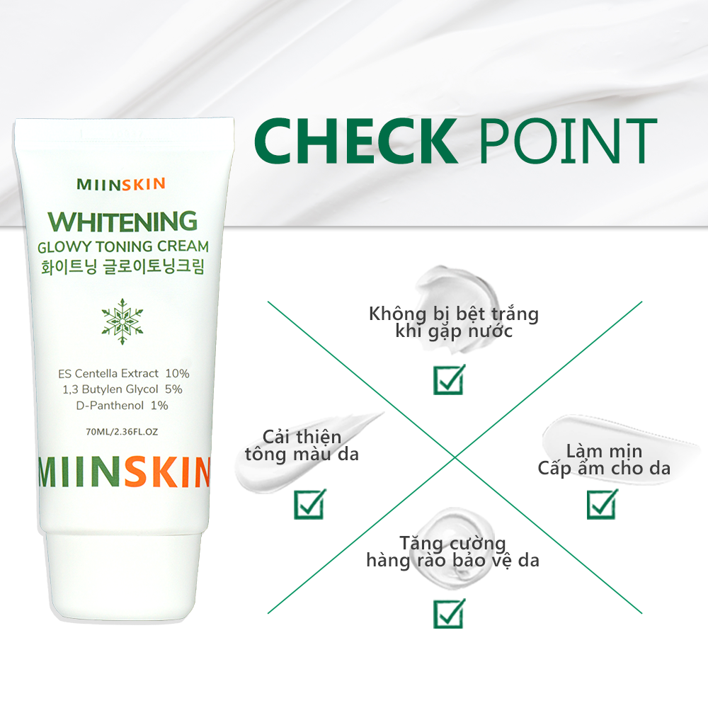 Mô tả Kem dưỡng trắng nâng tone làm đều màu da MIINSKIN Whitening Glowy Toning Cream 70ml - 3