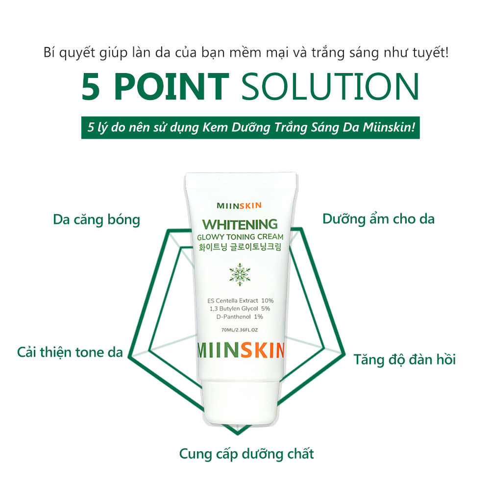 Mô tả Kem dưỡng trắng nâng tone làm đều màu da MIINSKIN Whitening Glowy Toning Cream 70ml - 5
