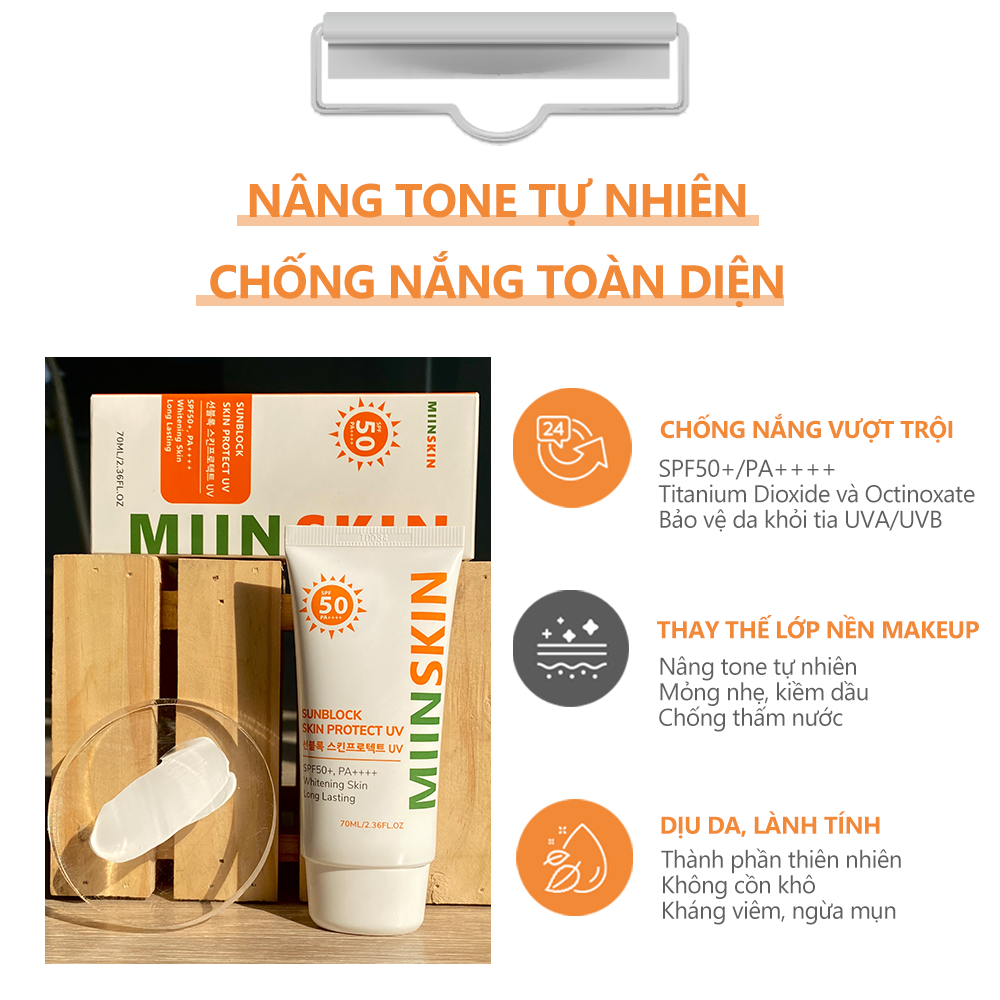 Mô tả Kem chống nắng vật lý phổ rộng MIINSKIN Sun Block Skin Protect UV nâng tone và bảo vệ da khỏi tia UV SPF50+ PA++++ - 2