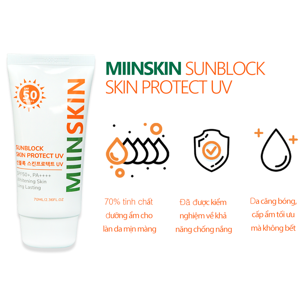 Mô tả Kem chống nắng vật lý phổ rộng MIINSKIN Sun Block Skin Protect UV nâng tone và bảo vệ da khỏi tia UV SPF50+ PA++++ - 4