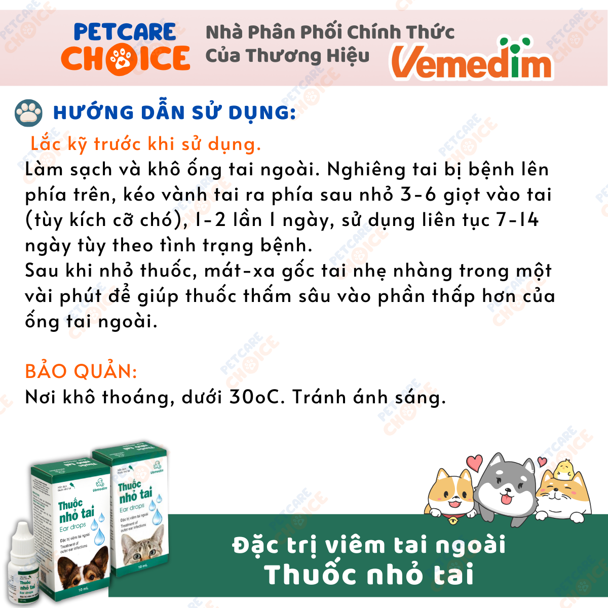 Vemedim Nhỏ Tai Cho Chó Mèo Chai 10ml | Shopee Việt Nam