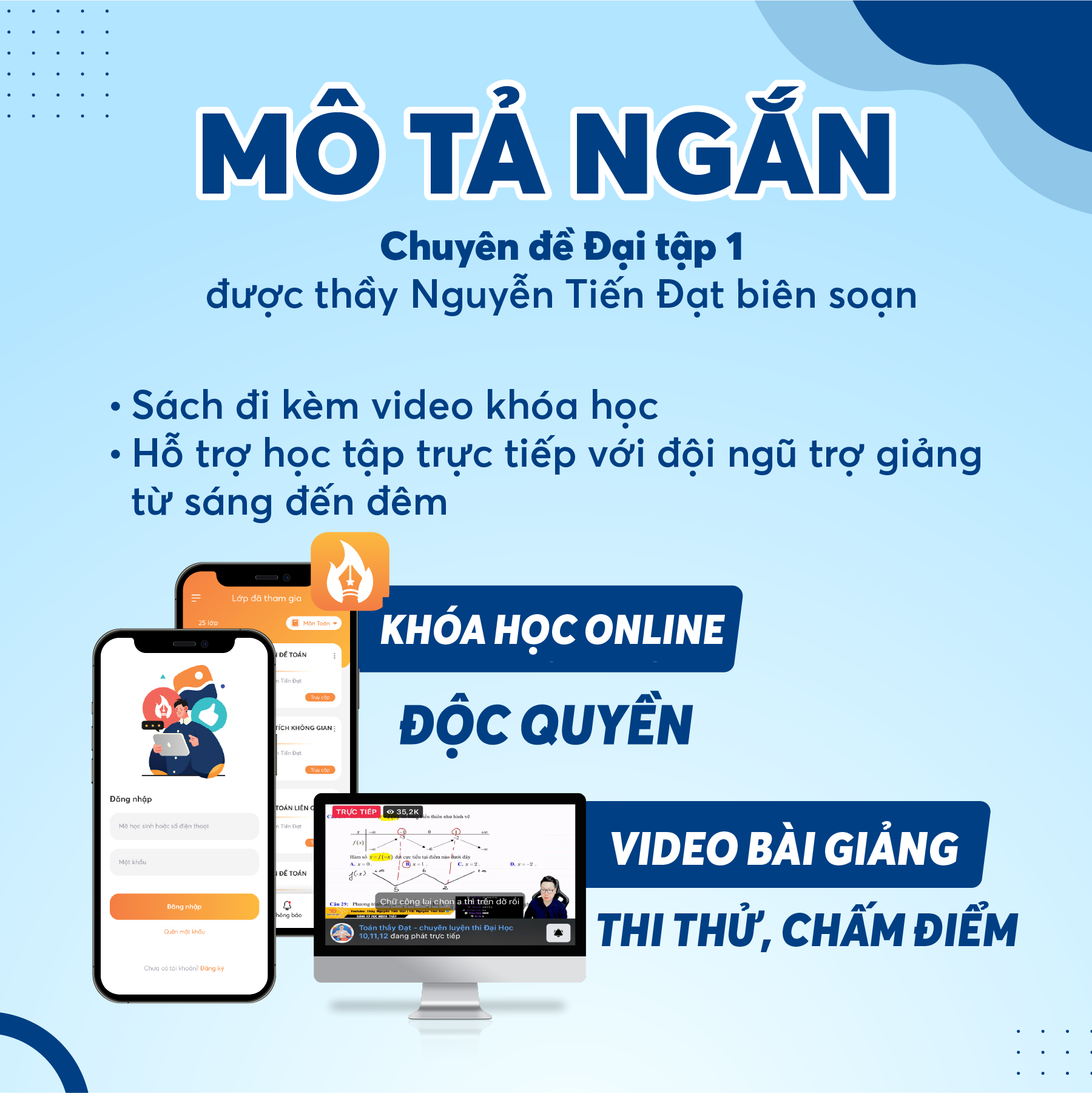 Mô tả 2K8: Sách Chinh Phục Từ A Đến Z Đạt Điểm Tối Đa Toán 11 Đại Tập 1 biên soạn bởi thầy Nguyễn Tiến Đạt - 2